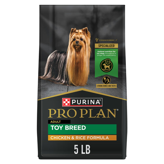 Purina Pro Plan Toy Breed Dog Food, Chicken and Rice Formula With Guaranteed Live Probiotics - 5 lb. Bag