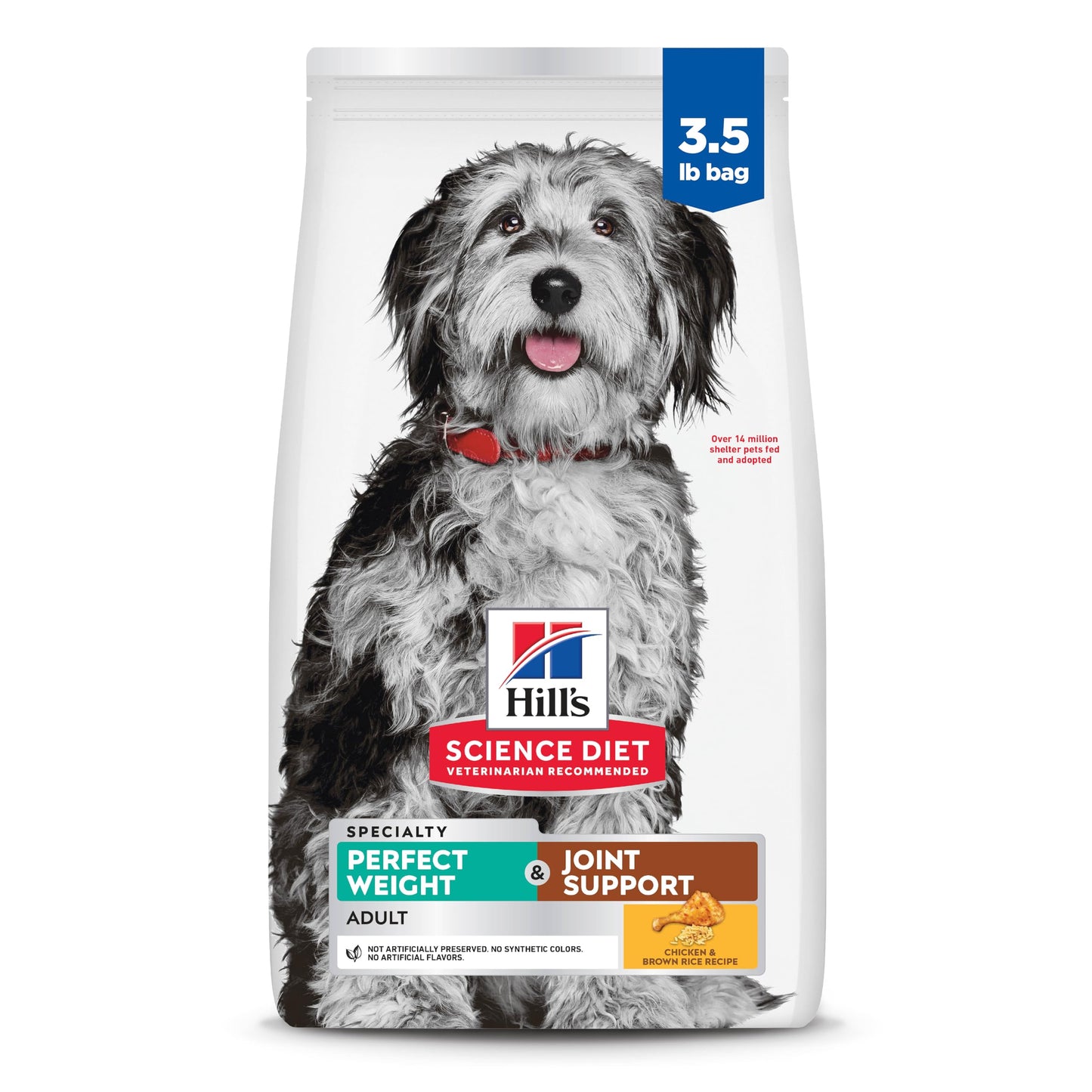 Hill's Science Diet Perfect Weight & Joint Support, Adult 1-6, Weight Management & Joint Support, Dry Dog Food, Chicken & Brown Rice, 3.5 lb Bag