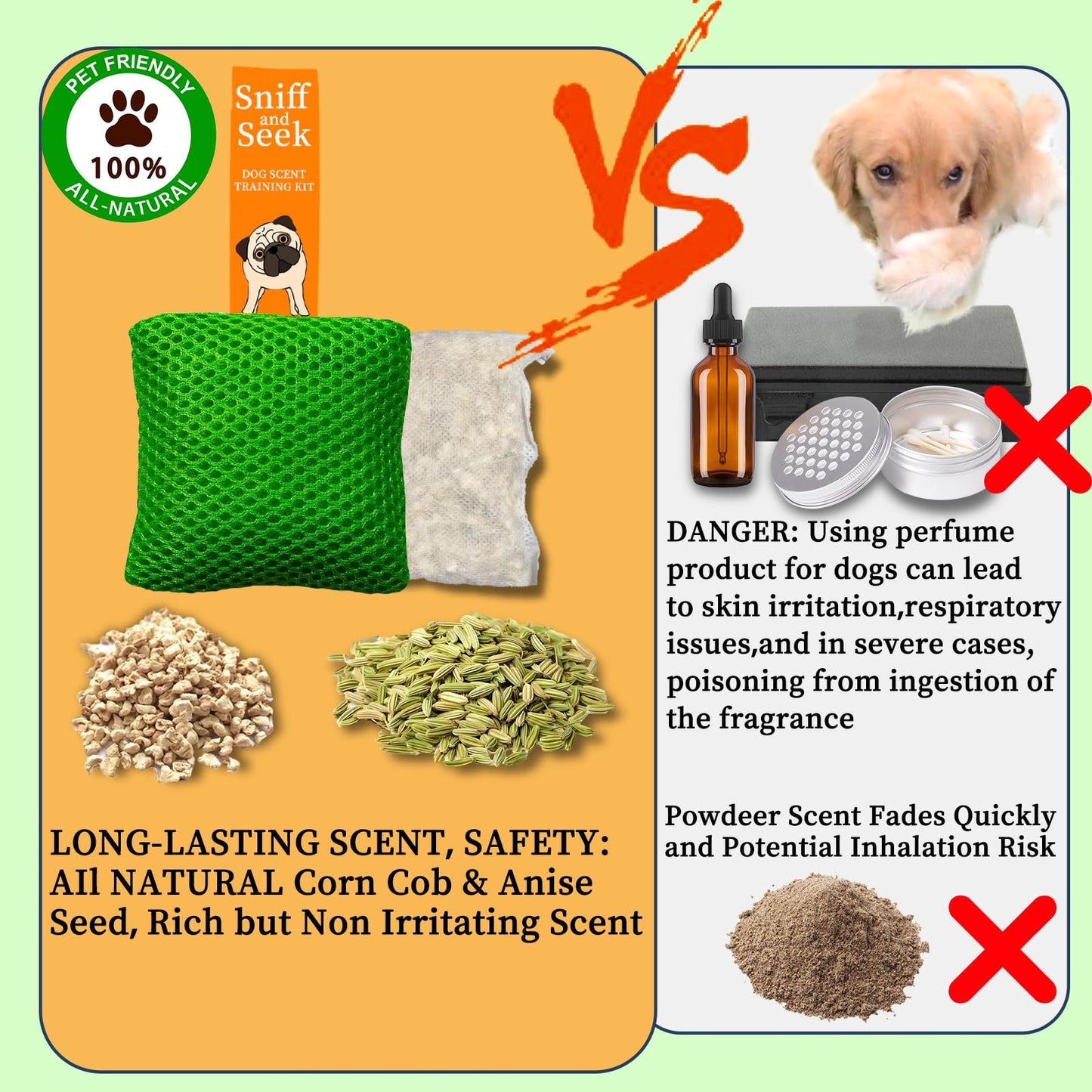 Dog scent training kit,Dog Brain Games, Hide and Seek Dog Toys, Dog Games - Fun Nose Work for Dogs, Sniff and Seek Dog Sniffing Toys , Dog Nosework Kit, Scent Work Kit for All Ages Dog (Green)