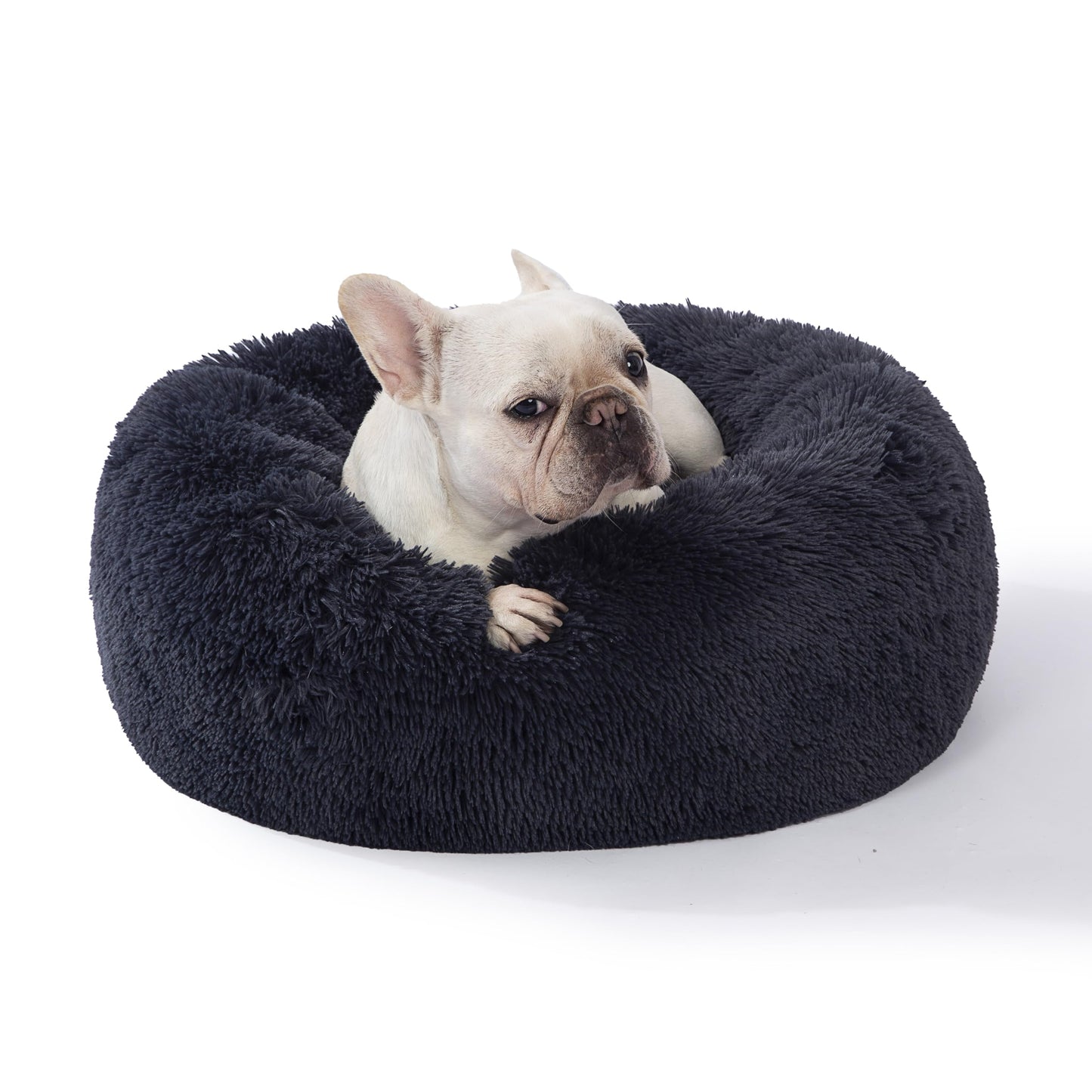 SAVFOX Plush Calming Donut Dog Beds for Small Dogs, Medium, Large & X-Large Breeds, Comfy Cuddler Dog Bed and Cat Bed in Faux Fur, Washable, Multiple Sizes S-XXL