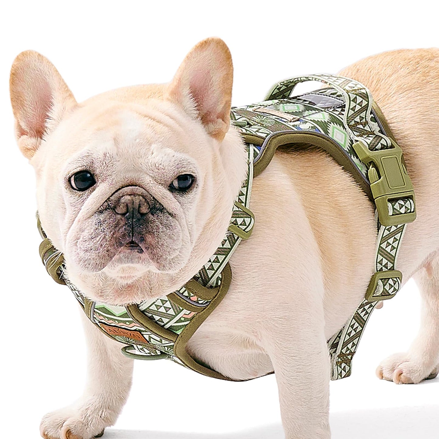 Dog Vest Harness for Medium Sized Dogs, No Pull Harness with 2 Metal Leash Clips, Easy On/Off with Neck Buckle, Adjustable Reflective Oxford Dog Vest with Easy Control Handle, French Bulldog