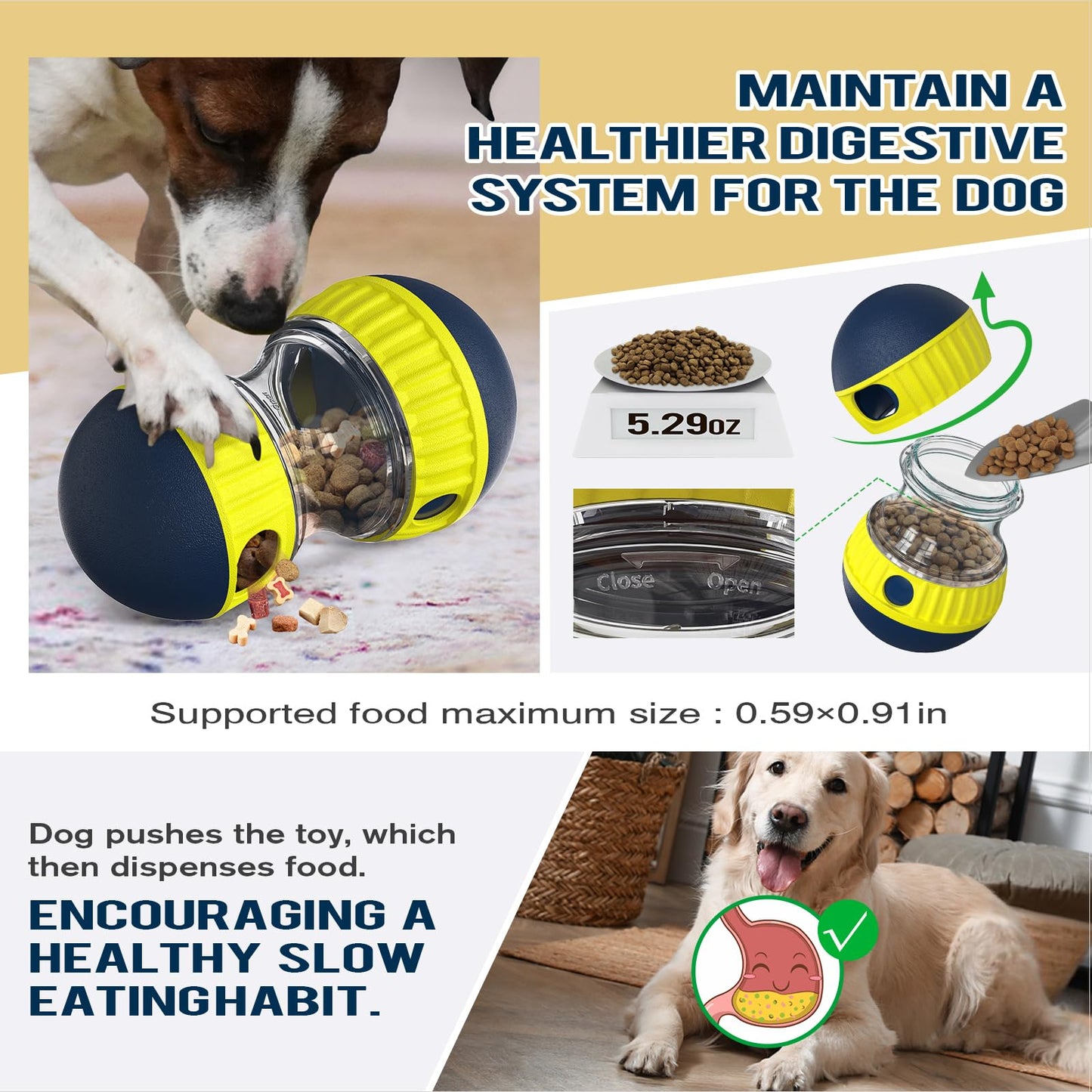 Dog Puzzle Ball for Small/Medium Dogs L Size Adjustable Treat Dispensing Toys Food Dispenser Balls Cognitive Enrichment Toy Puppy Slow Feeding Interactive Mind Stimulating Game Indoor Gift