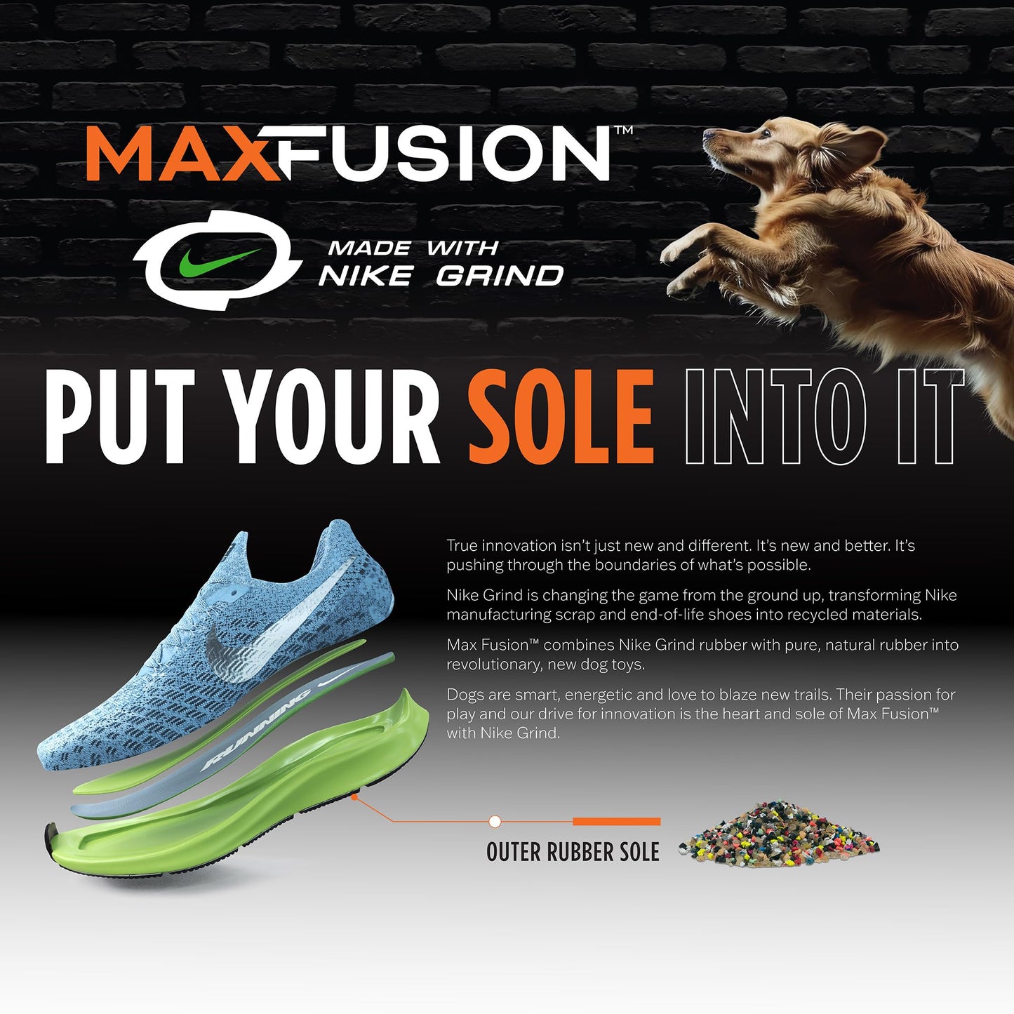 Arlee Home Fashions Max Fusion with Nike Grind, Tug of War Dog Toy for Chewers – XL Chew Toys for Large Dogs, Interactive Outdoor Puppy Toy for Teething, Play, Enrichment, Training & Dental Health