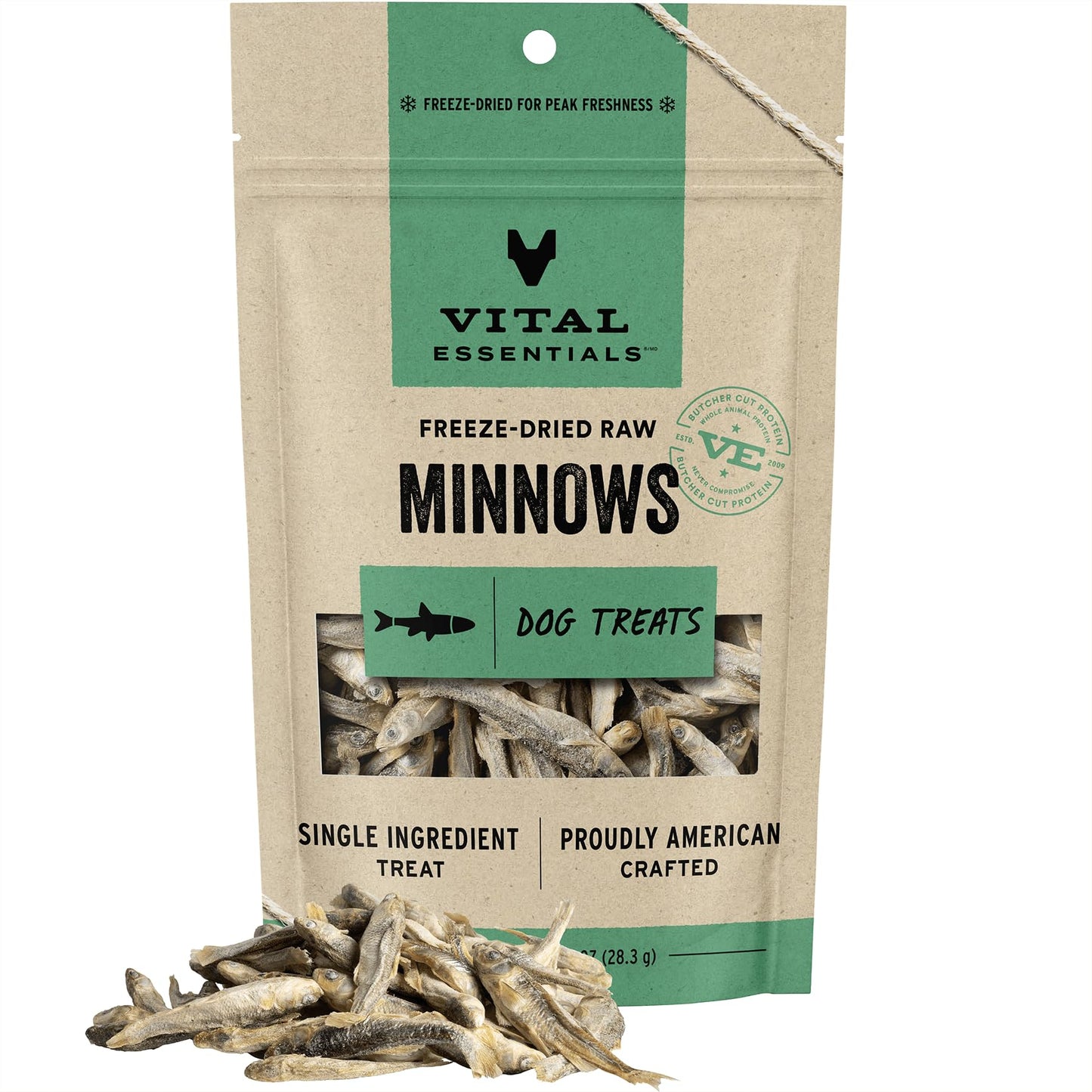Vital Essentials Minnows Dog Treats, 1 oz | Freeze-Dried Raw | Single Ingredient | Premium Quality High Protein Training Treats | Grain Free, Gluten Free, Filler Free