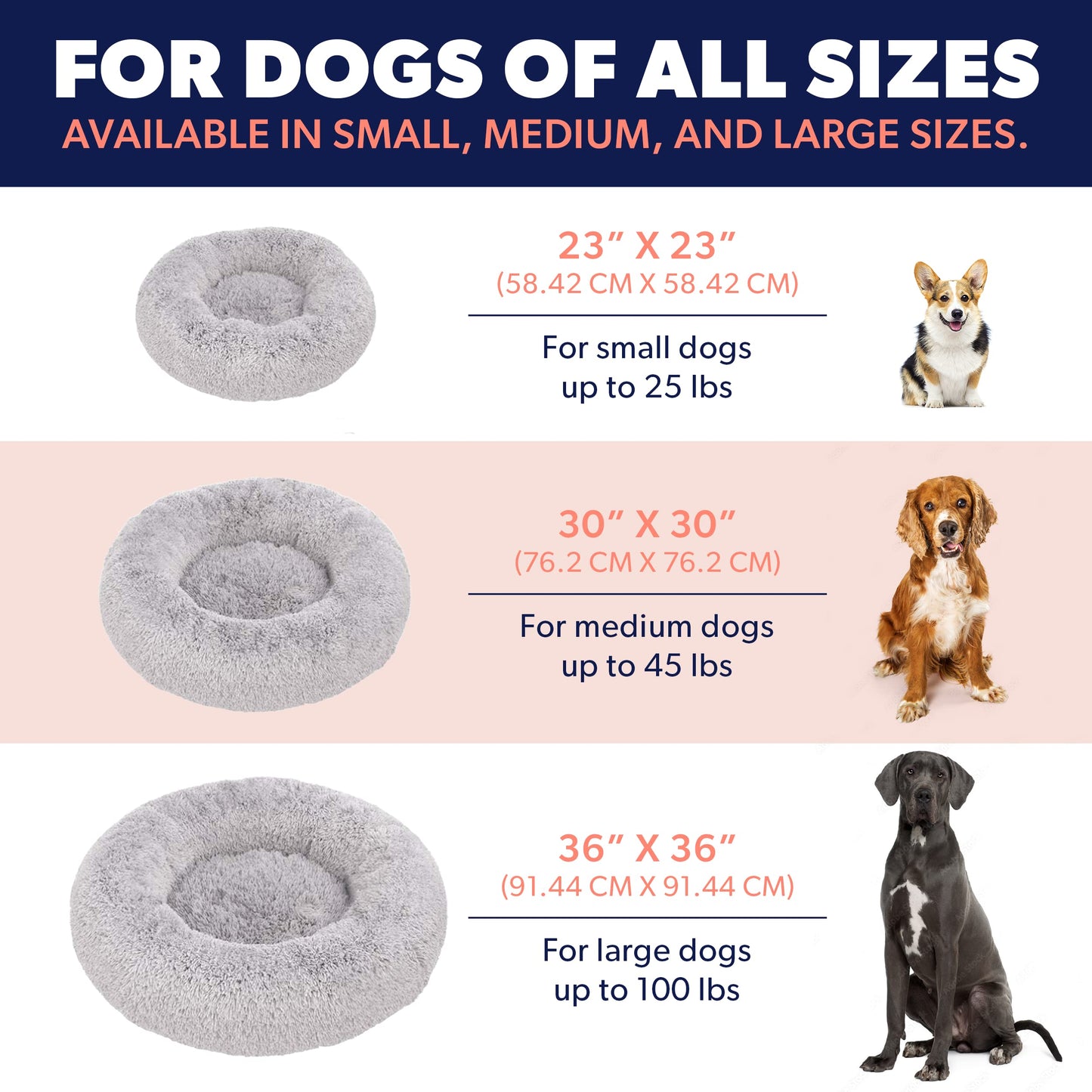 Active Pets Calming Plush Dog Bed Donut Joint Support Anxiety Relief Washable Pet Bed with Removable Cover for Dogs Cats, Large 36", Beige