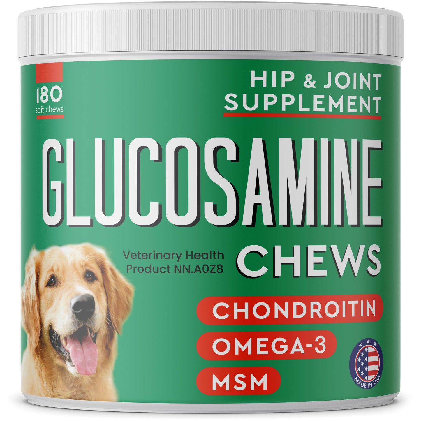 Glucosamine Dog Treats for Picky Eaters - Joint Supplement w/Chondroitin, MSM, Omega-3 - Joint Pain Relief - Advanced Formula - Chicken Flavor - 180 Ct - Made in USA