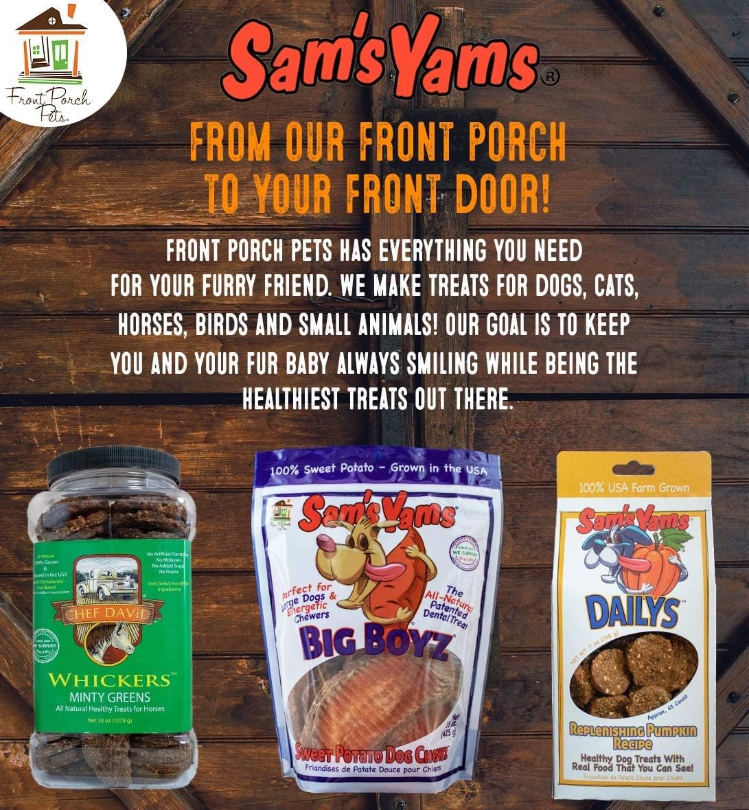 Sams Yams Sweet Potato Dog Treats, Healthy Dog Treats for Large Dogs - Sweet Potato Dog Treats Made in USA, High Fiber, Vegan Dental Chews - Big Boyz, Sweet Potato Dog Chewz, 15oz (Pack of 6)