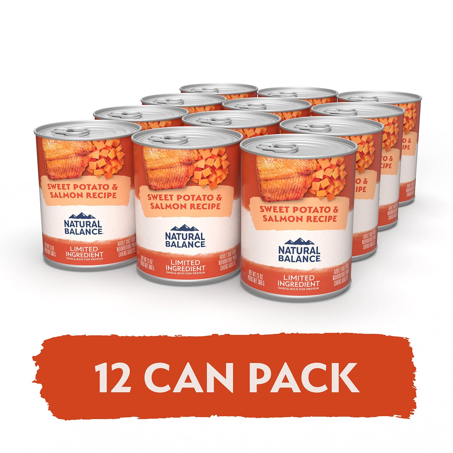 Natural Balance Limited Ingredient Adult Grain-Free Wet Canned Dog Food, Sweet Potato & Salmon Recipe, 13 Ounce (Pack of 12)