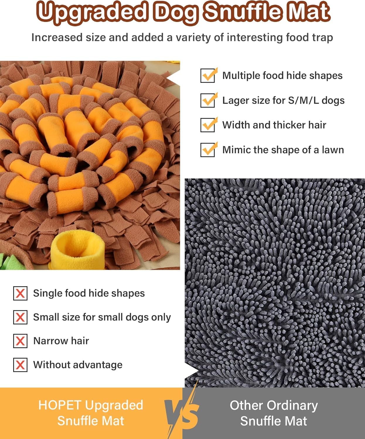 HOPET Snuffle Mat for Dogs Large Breed,Interactive Sniff Feeding Training Mat for Puppy Slow Feeder, Mental Stimulation & Slow Feeding Game for All Breeds