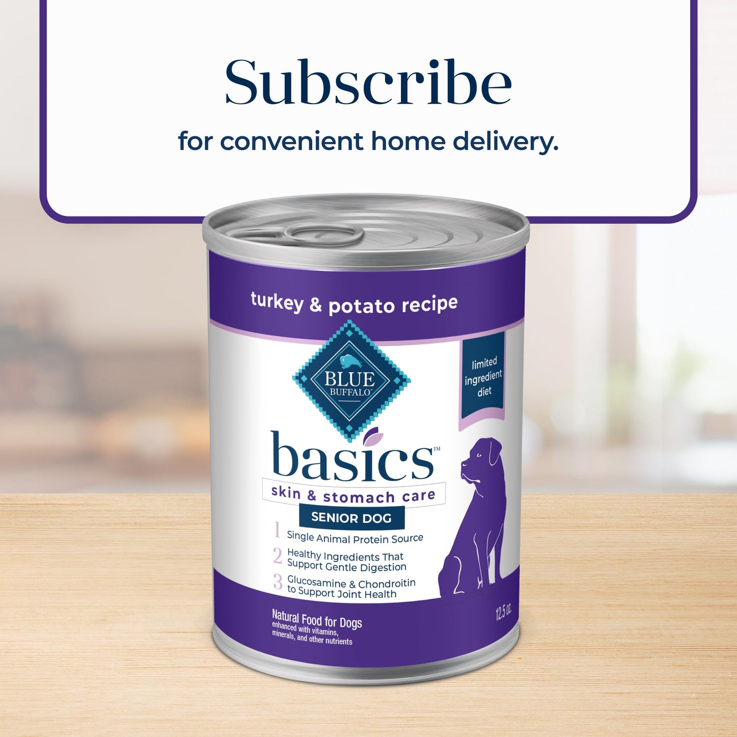Blue Buffalo Basics Grain-Free Senior Wet Dog Food, Skin & Stomach Care, Limited Ingredient Diet, Turkey Recipe, 12.5-oz. Cans, 12 Count
