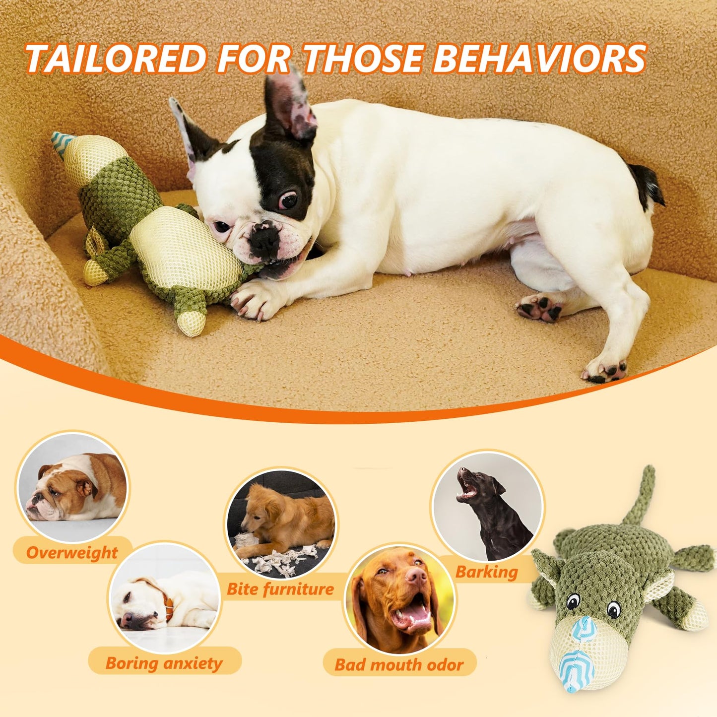 PetWarm Dog Toys Chew Squeaky, Durable Chew & Stress-Relief Interactive Pet Toy for Small, Medium, and Large Dogs, Multi-Functional Design, Squeaky Dog Toy, Stress Relief,Green