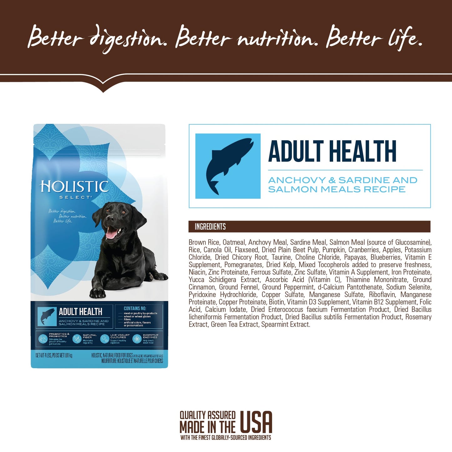 Holistic Select Natural Dry Dog Food, Anchovy & Sardine and Salmon Meal Recipe, 30-Pound Bag