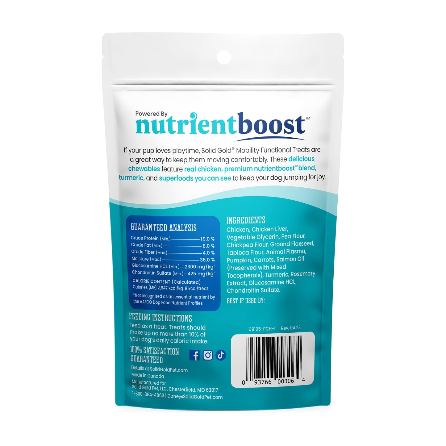 Solid Gold Healthy Dog Treats - Functional Chicken Dog Treat w/Glucosamine Chondroitin for Mobility & Joint Support - Training Treats for Dogs w/Salmon Oil & Superfoods - All Ages & Sizes - 5.2oz