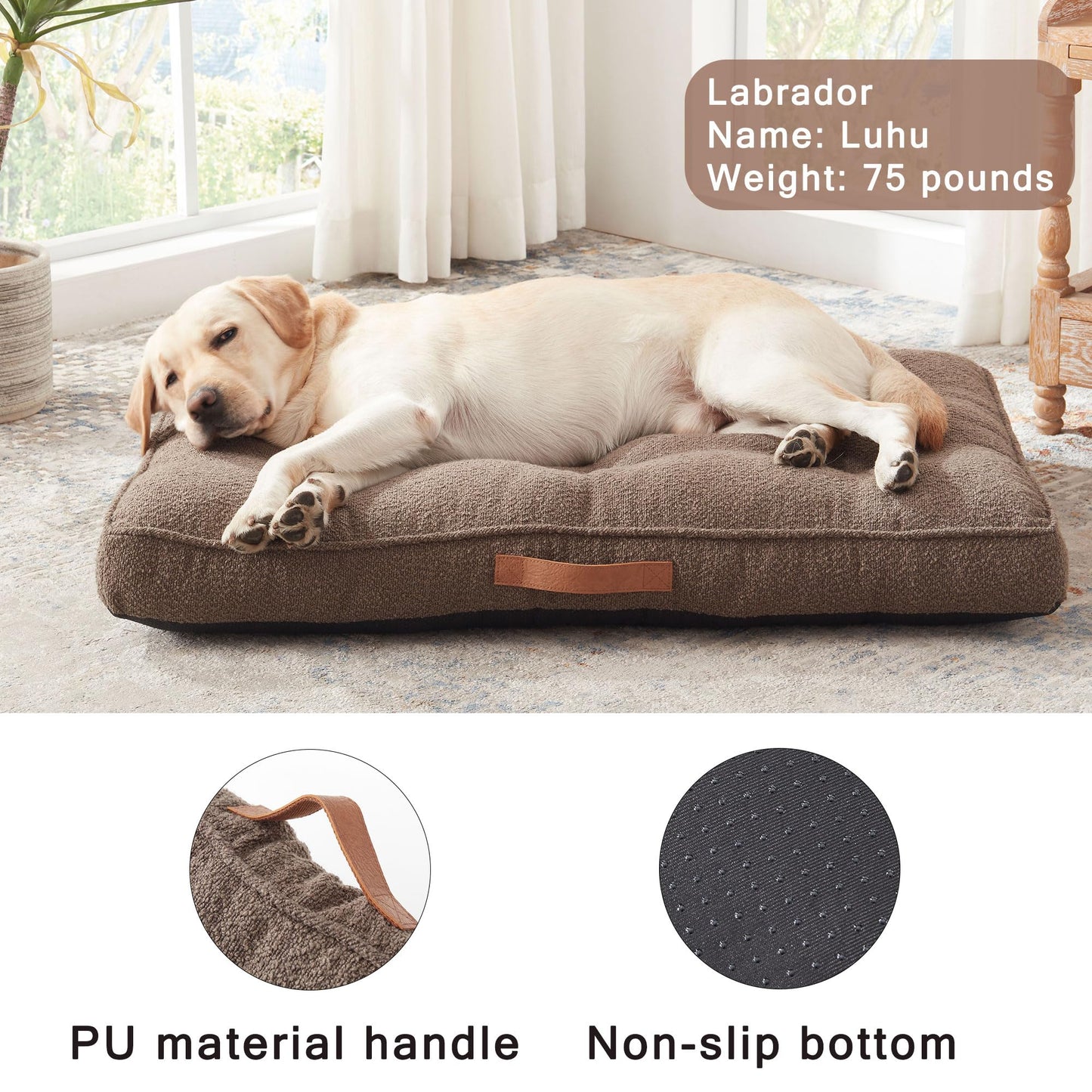 MixPet Soft Calming Dog Bed Washable, Anti-Slip, Ideal for Large to Small Breeds, Promotes Sleep and Reduces Anxiety 41 * 27 in