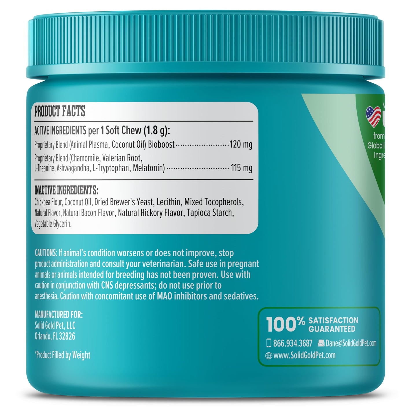 Solid Gold Calming Chews for Dogs - Dog Calming Chews W/Melatonin for Separation, Stress & Hyperactivity Relief - Supports Relaxation for Travel, Fireworks & Storms - All Ages & Sizes - Bacon - 60ct