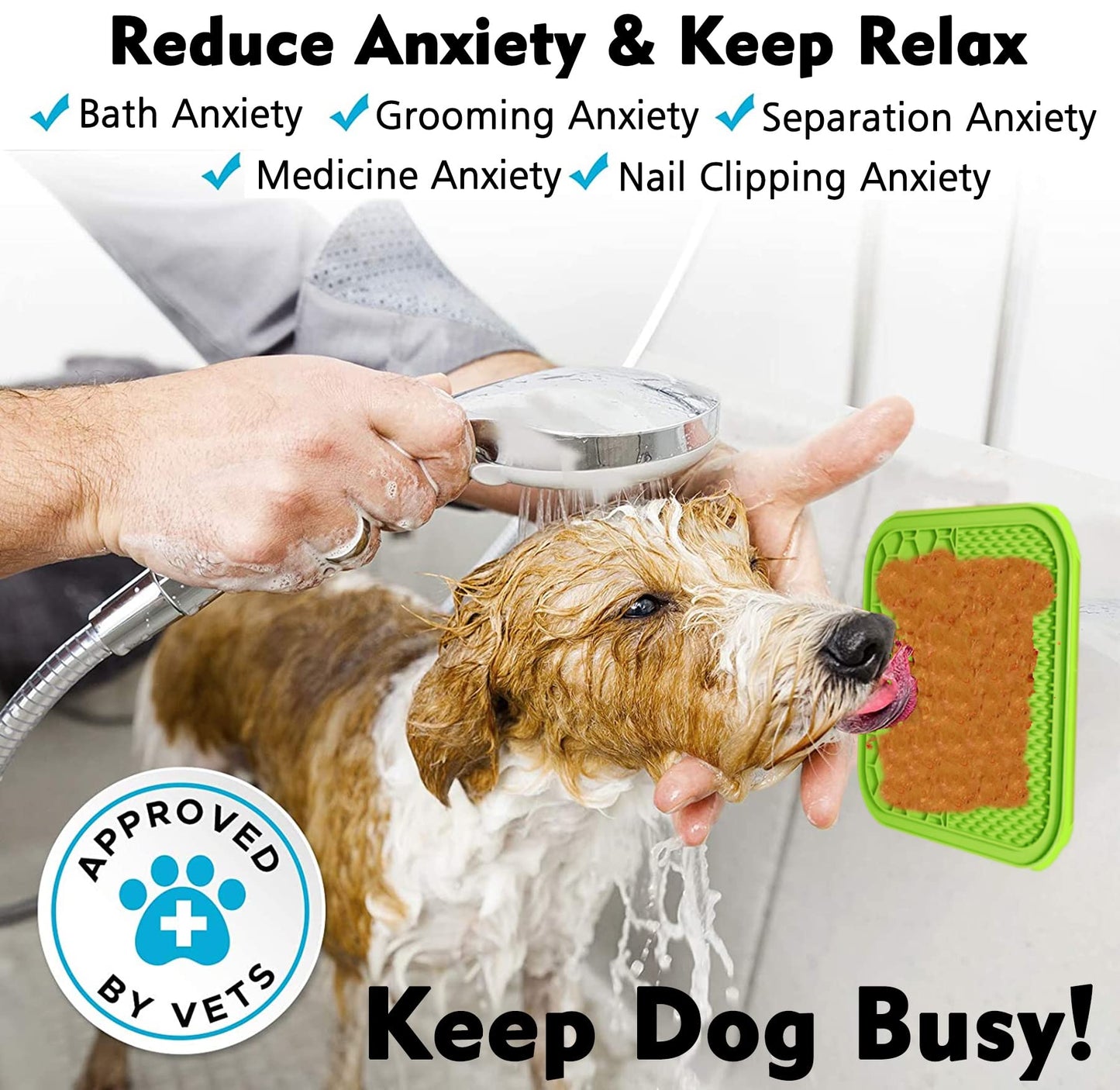 Dog Lick Mat, 3 Pcs Lick Mat for Dogs with Suction Cups for Anxiety, Peanut Butter Dog Licking Mat Slow Feeder Dispensing Treater Lick Pad for Dogs Cats Bathing Grooming