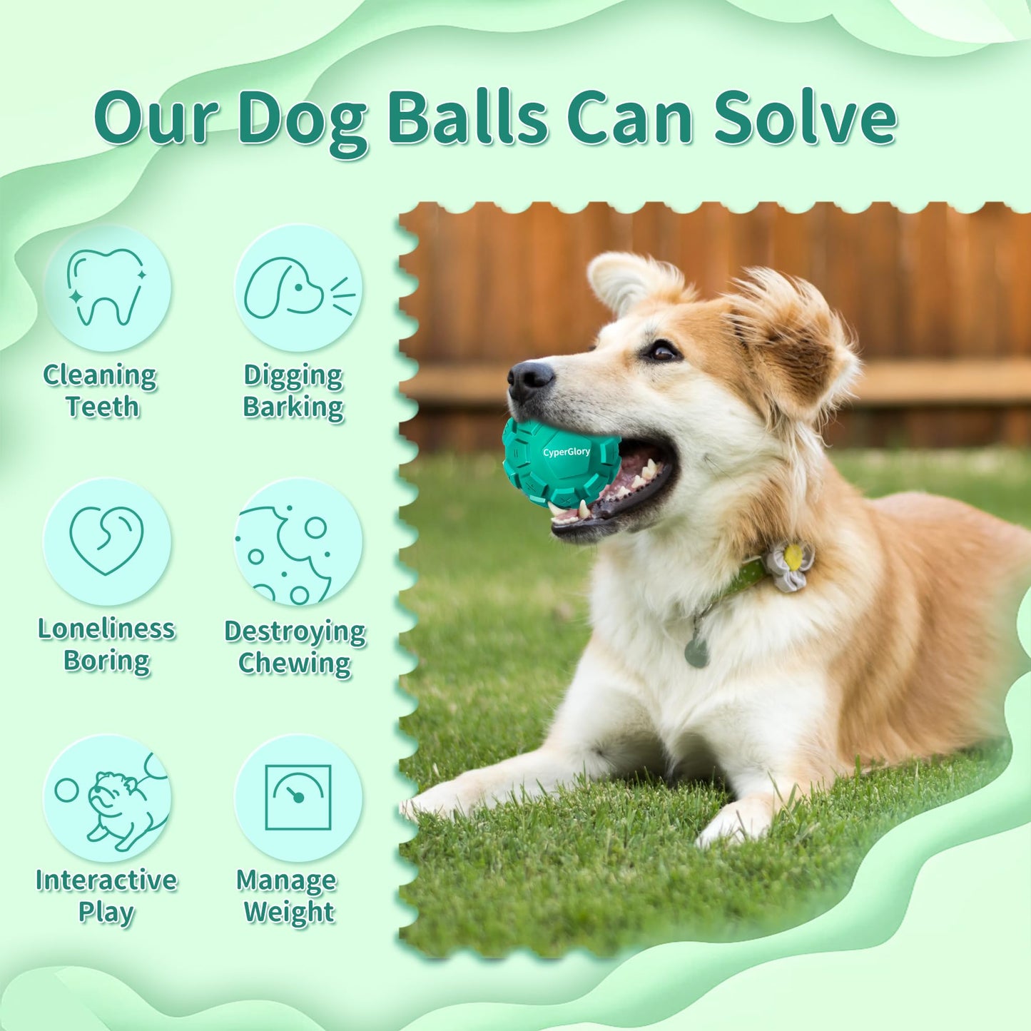 CyperGlory Upgraded Keyboard Dog Balls - Tough Durable Dog Toys with Improved Sound Activation for Aggressive Chewers, Relieves Anxiety, Cleans Teeth, Natural Rubber Dog Toy with Squeaker