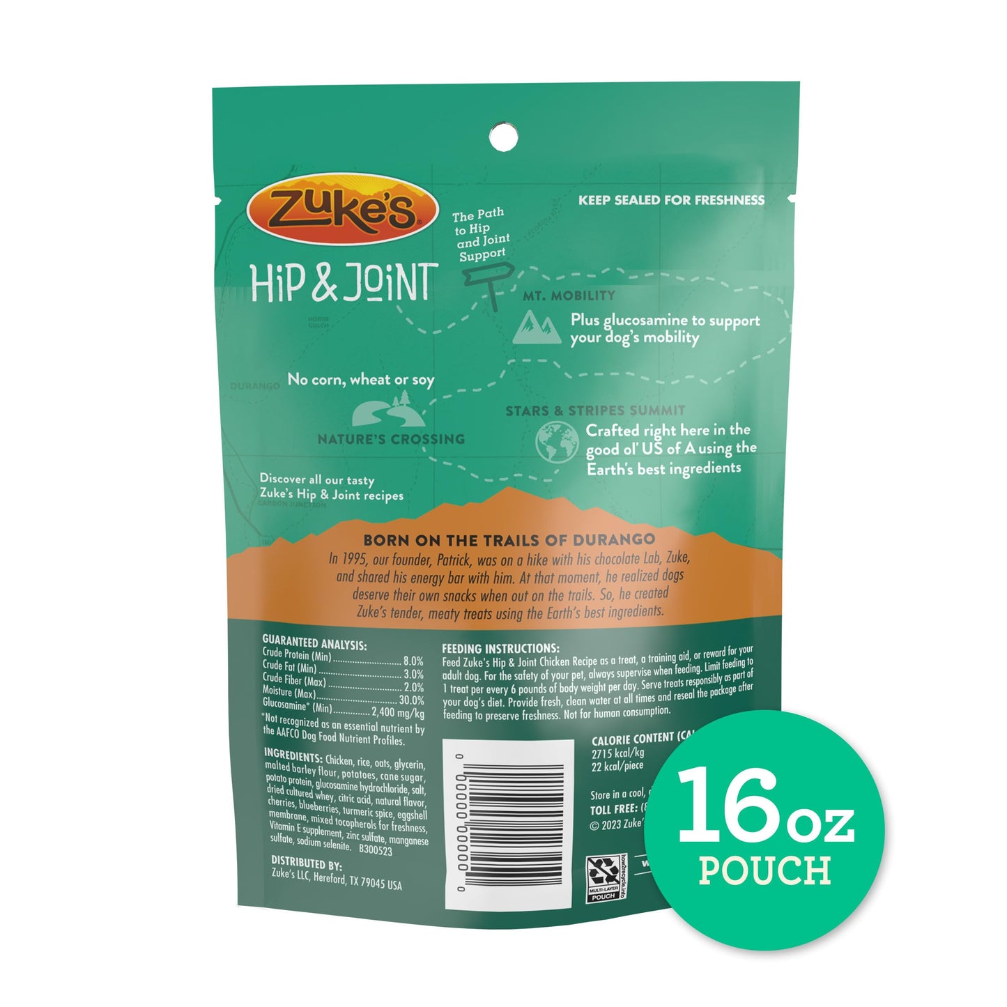 Zuke’s Hip and Joint Support Dog Treats for Adult Dogs of All Sizes, Senior Dog Treats made with Real Chicken, 16 oz. Resealable Pouch - 16 oz. Bag