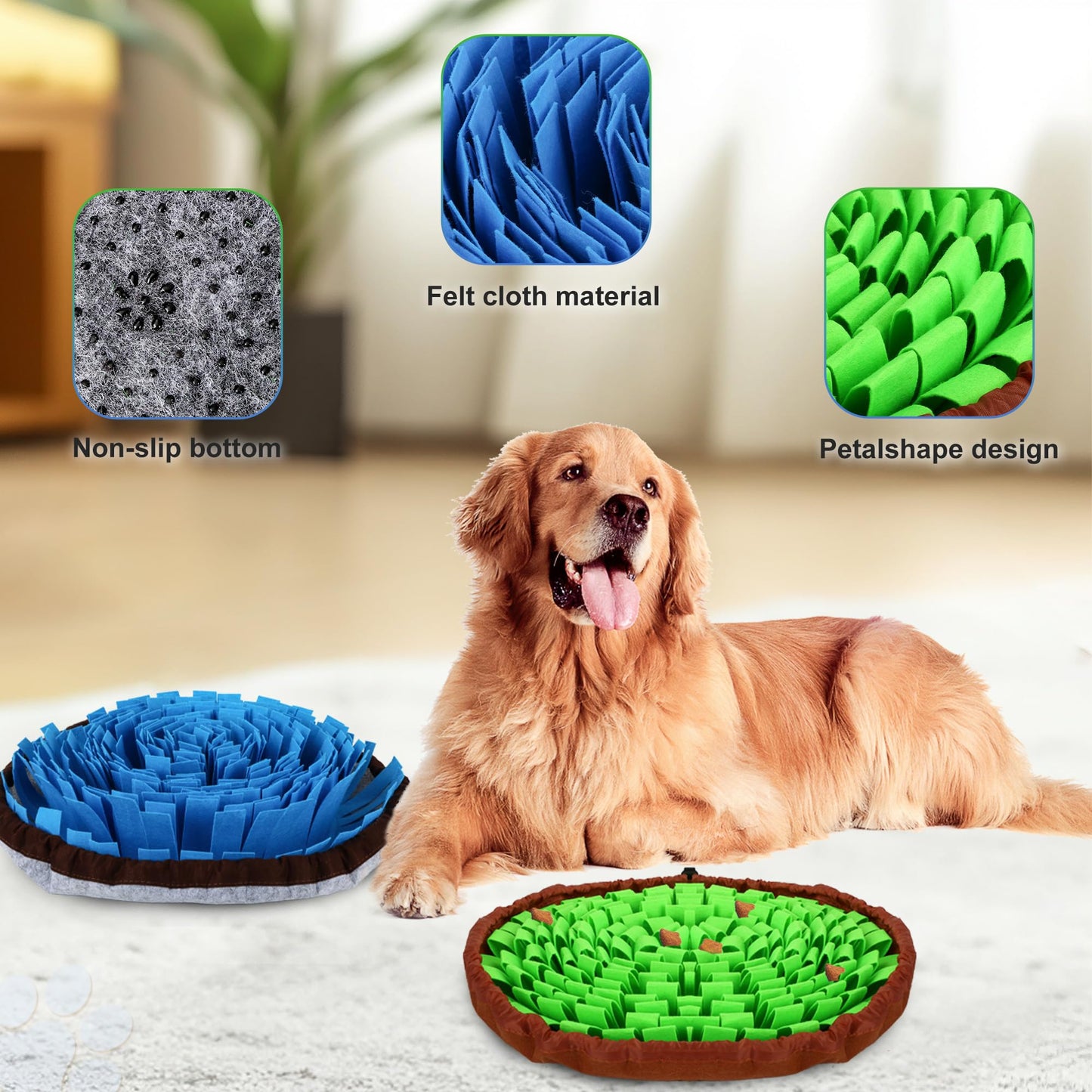 DiDiBirDi 2-Pack Snuffle Mat for Dogs, Adjustable Size Encourages Natural Foraging Skills for Cat and Rabbit or Other Pet