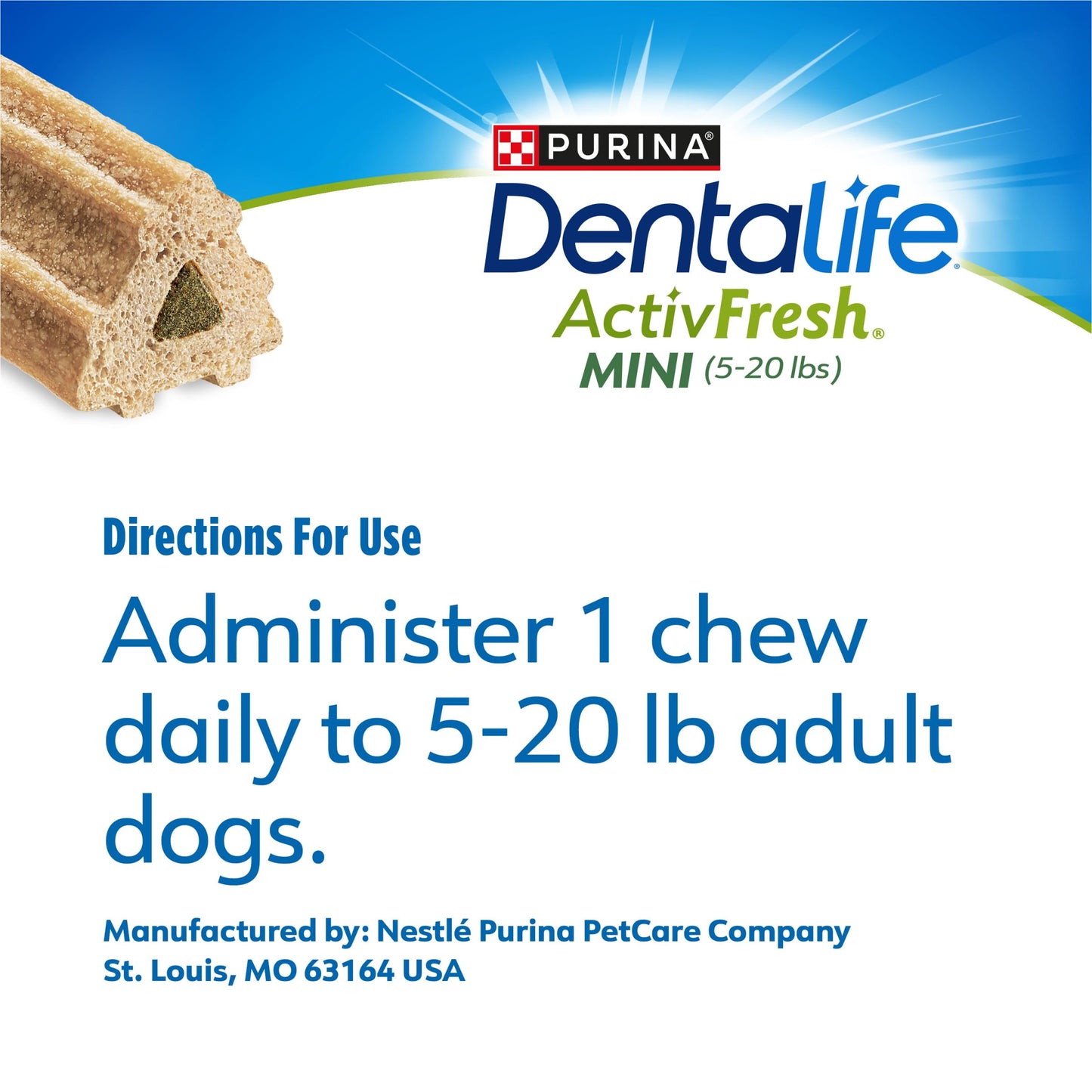 DentaLife ActivFresh Pack of 2 Dog Chews for Small Dogs, Dental Chews to Freshen Breath, Chicken Flavor, 13.5 oz. Each, 45 Each/90 Total - 45 Ct. Pouch