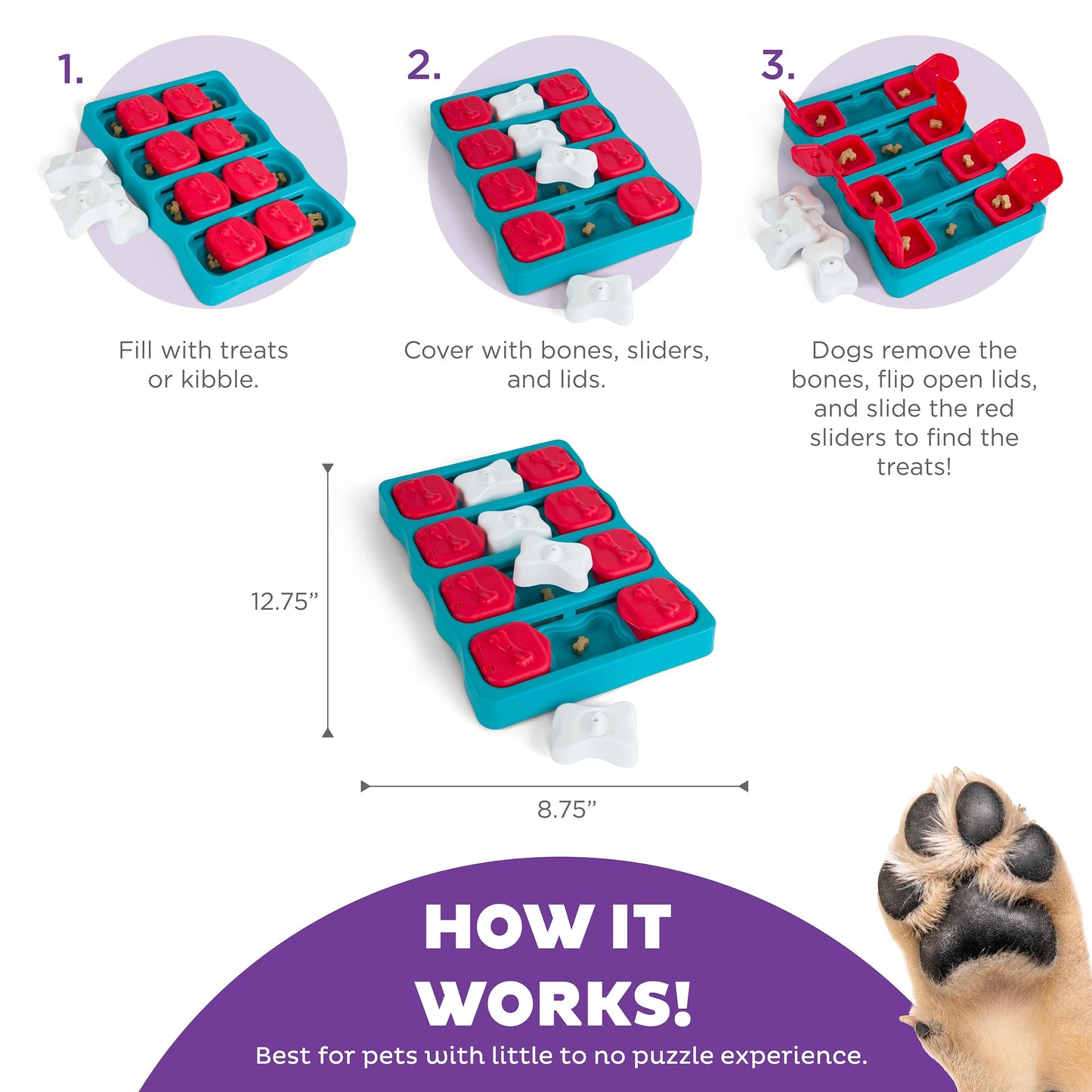Outward Hound Nina Ottosson Dog Brick Dog Puzzle Interactive Treat Puzzle & Enrichment Toy