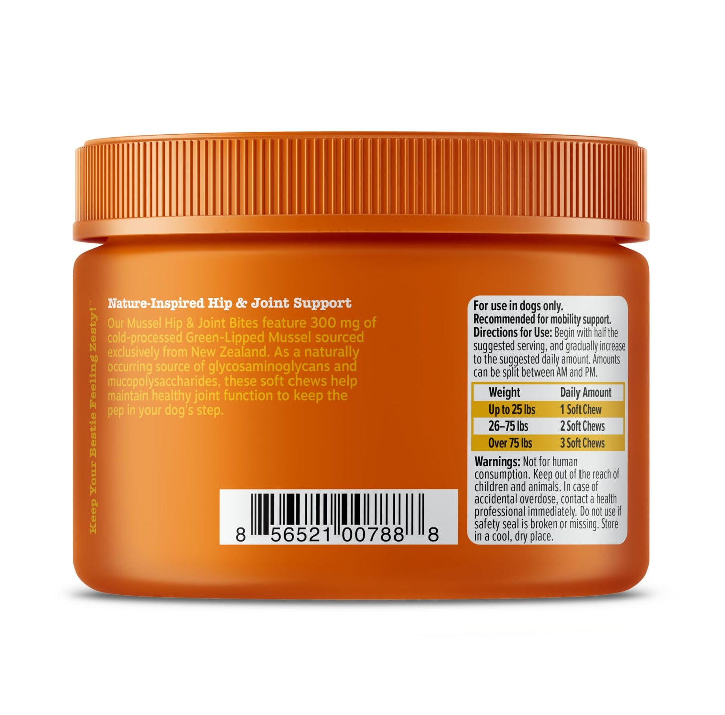 Zesty Paws Mussel Mobility Bites for Dogs - New Zealand Green Lipped Mussel with Natural Glucosamine & Chondroitin + Omega-3 Fatty Acids - Hip & Joint Support Supplement Soft Chews – 90 Count