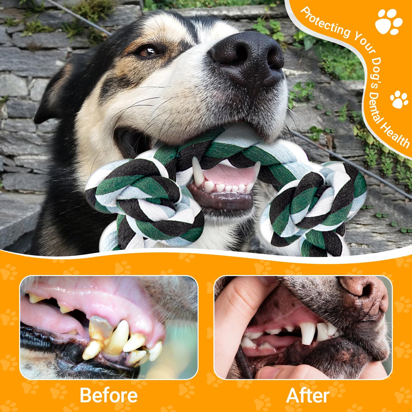 Ycozy XXL 6-Knot Dog Rope Toy for Large Dogs Aggressive Chewers 40in Heavy Duty Dog Teething Chew Toy Puppy Almost Indestructible Cotton