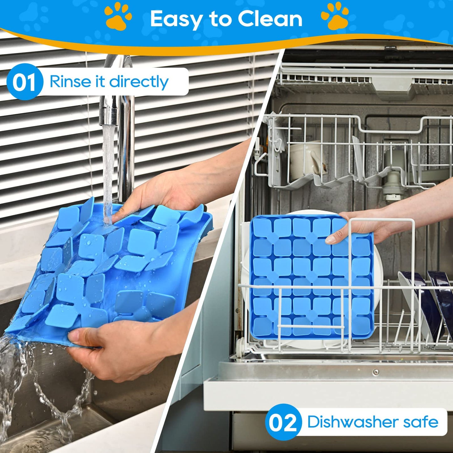 OurMiao Silicone Snuffle Mat for Dogs, Slow Feeder Lick Mat with Suction Cups, Dog Puzzle Feeder Toys for Smell Training & Slow Eating (Blue)