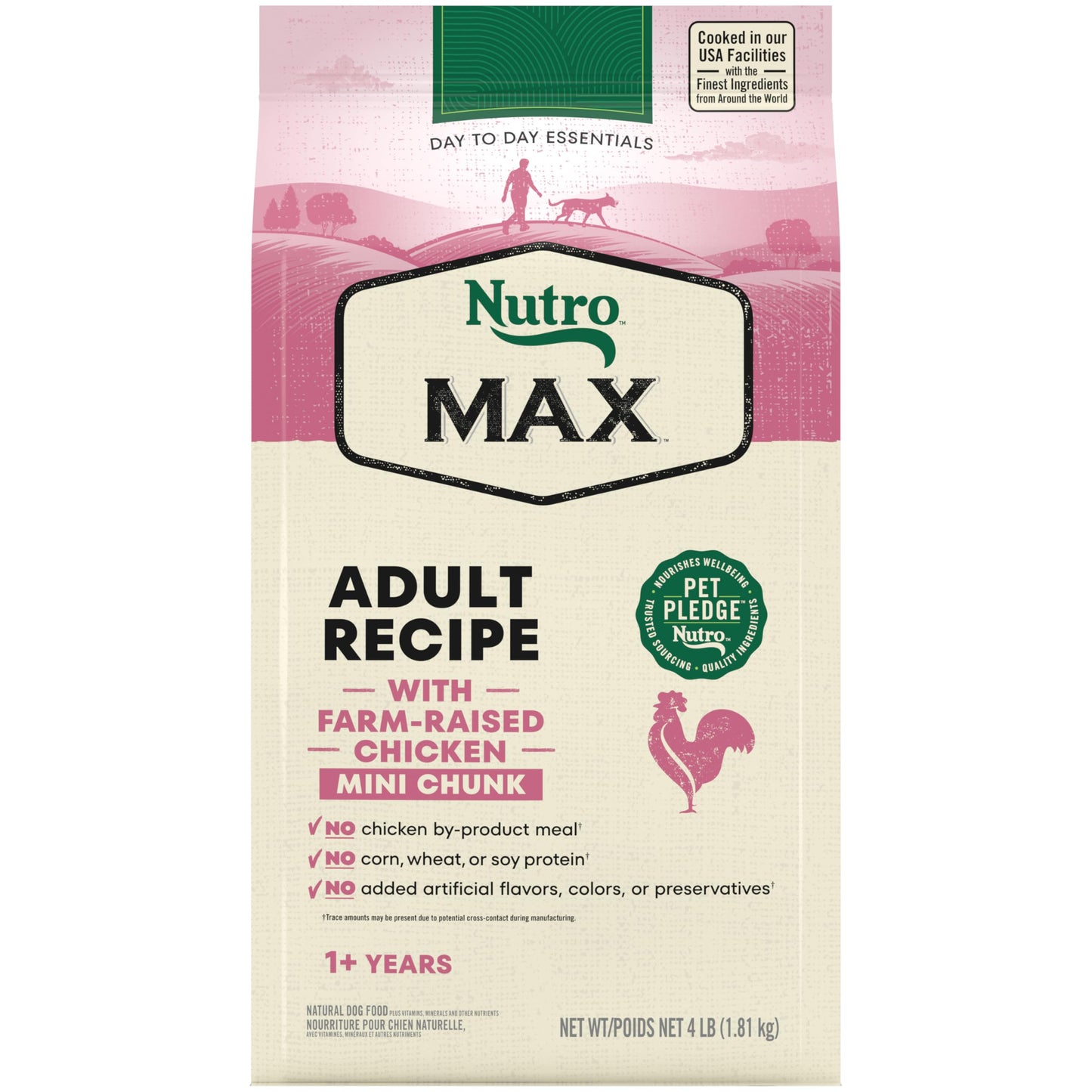 Nutro Max Adult Mini Chunk Dry Dog Food with Farm-Raised Chicken, 4 lb. Bag