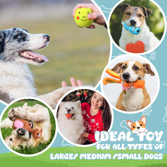 Vertintong 30 Pcs Squeaky Dog Toys Squeak Latex Puppy Funny Animal Soft Dog Chew Toy for Small Medium Large Pets Interactive Play Fetch Reduce Separation Anxiety, Assorted Styles