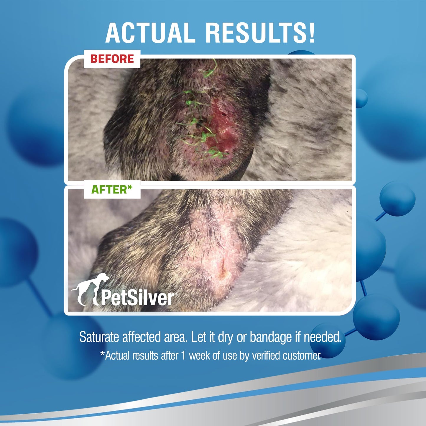 PetSilver Wound & Skin Spray - Dog Wound Spray, Hot Spot, Allergy Relief for Dogs, Itch Spray for Cats - Natural Skin Soother - Chelated Silver, Superior to Colloidal Silver - Made in USA - 4 fl oz