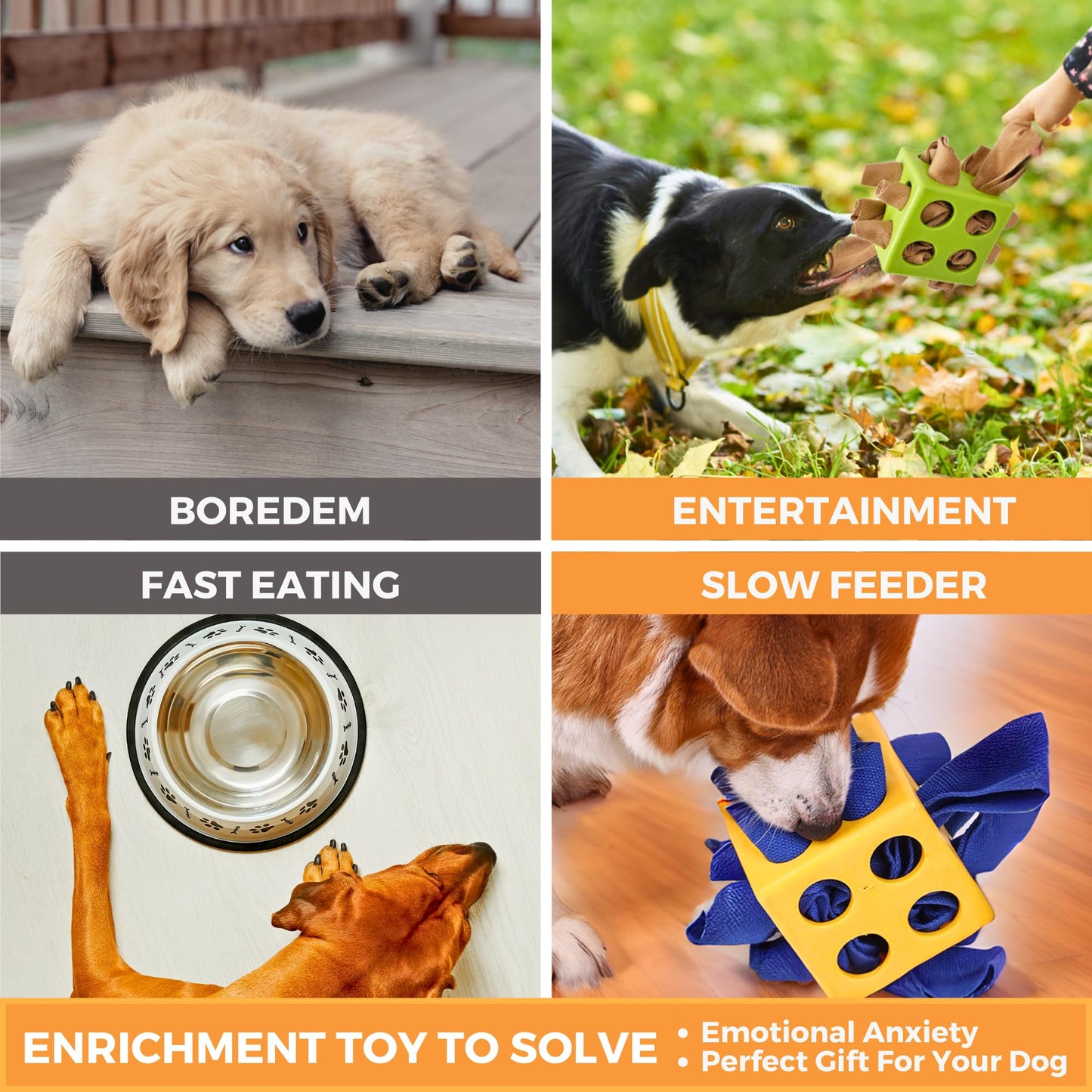 Fossa Dog Enrichment Puzzle Toy, Interactive Snuffle Ball for Dogs Encourage Stimulation Food Foraging Skill, Resistant Rope to Hide Treat for Aggressive Puppy, Small, Medium, Large Dog