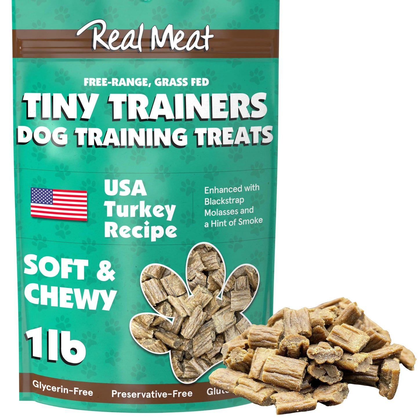 Real Meat Tiny Trainer Bites Dog Treats - 1lb of USA-Made Soft & Chewy Air-Dried Turkey Training Treats for Dogs & Puppies - All-Natural Grain-Free Dog Training Treats With Free-Range Cage-Free Turkey