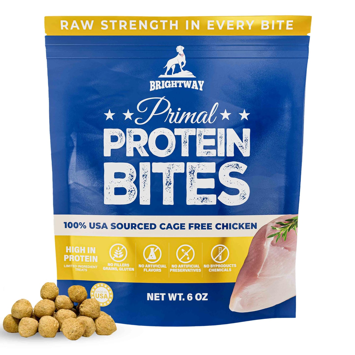 Brightway Pets Primal Protein Bites – Freeze Dried Raw Chicken Dog Treats | High Protein, Cage-Free Chicken & Liver | Made in USA, Grain-Free, All-Natural | Training Treats Meal Topper