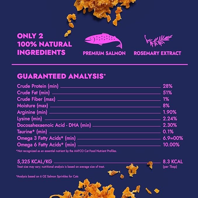 Finfare Freeze Dried Salmon Sprinkles, Grain Free Salmon Meal Topper to Support Taste & Nutrition, High Protein & Omega-3s, Crafted in USA, 6oz