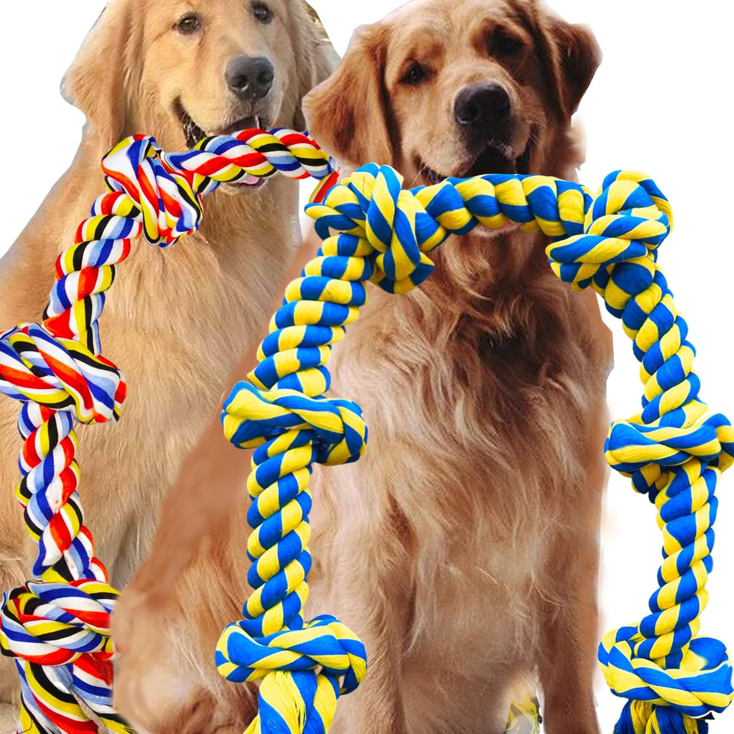2 Pack Large Dog Rope Toy for Aggressive Chewer - Heavy Duty, Durable & Tough Chew Rope - Tug of War Play, Outdoor & Indoor - Chewing Tugging & Pulling for Large Breed Big Dog