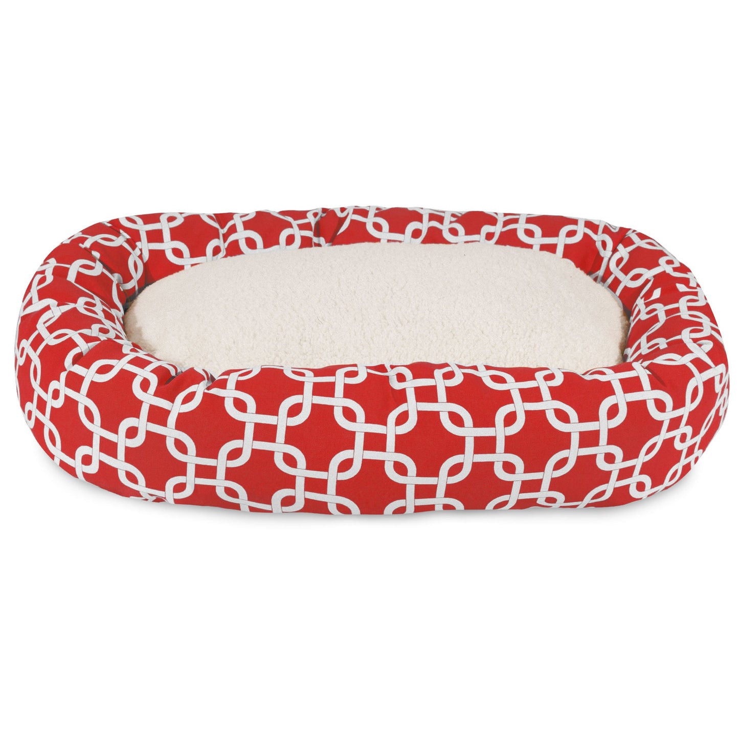 Majestic Pet 24 Inch Links Sherpa Calming Dog Bed Washable – Cozy Soft Round Dog Bed with Spine for Head Support - Fluffy Donut Dog Bed 24x19x7 (inch) – Round Pet Bed Small - RED
