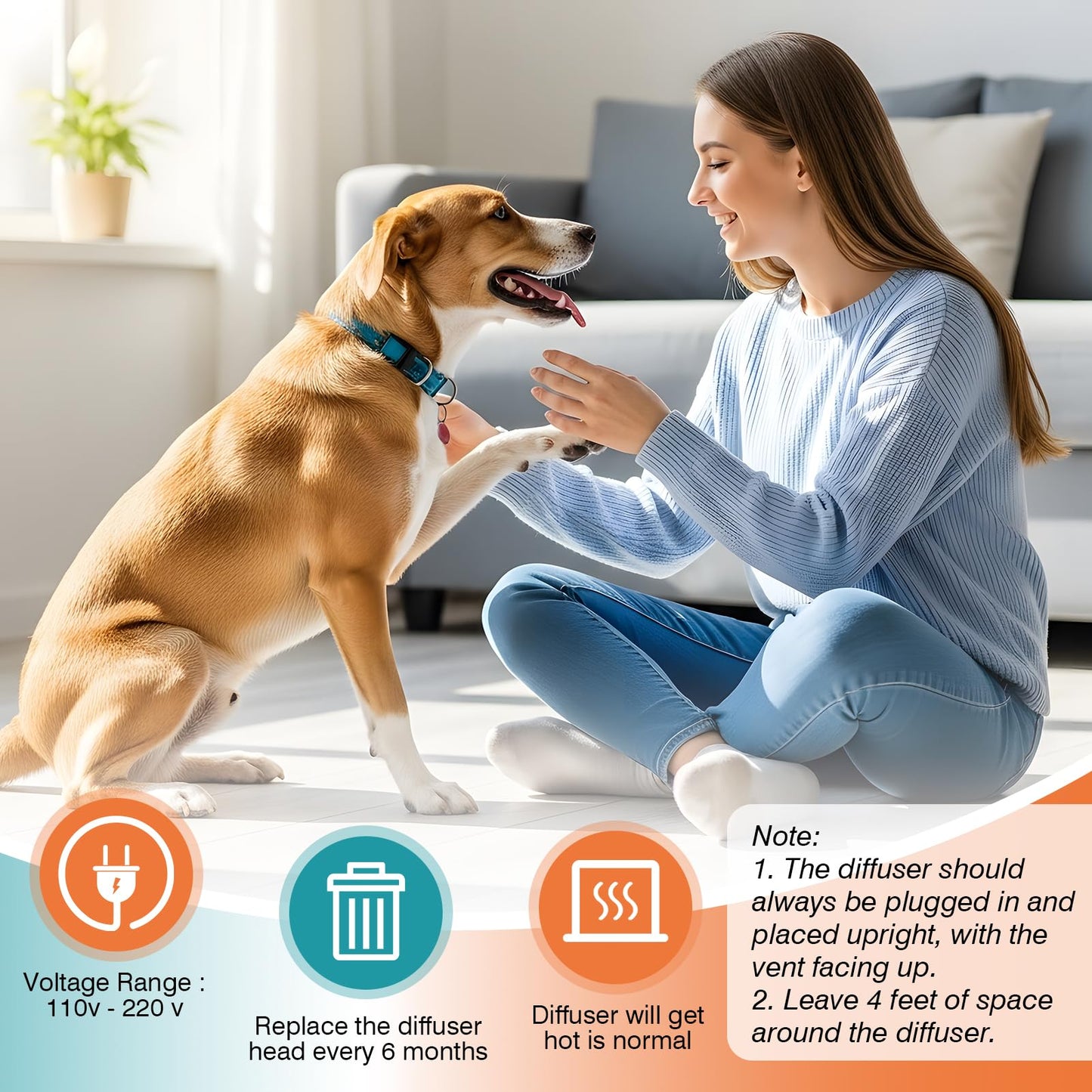 JTEWZX Advanced Kit Appeasing Pheromone Diffuser forFighting Barking Stress Dog Calming Pheromones Diffuser