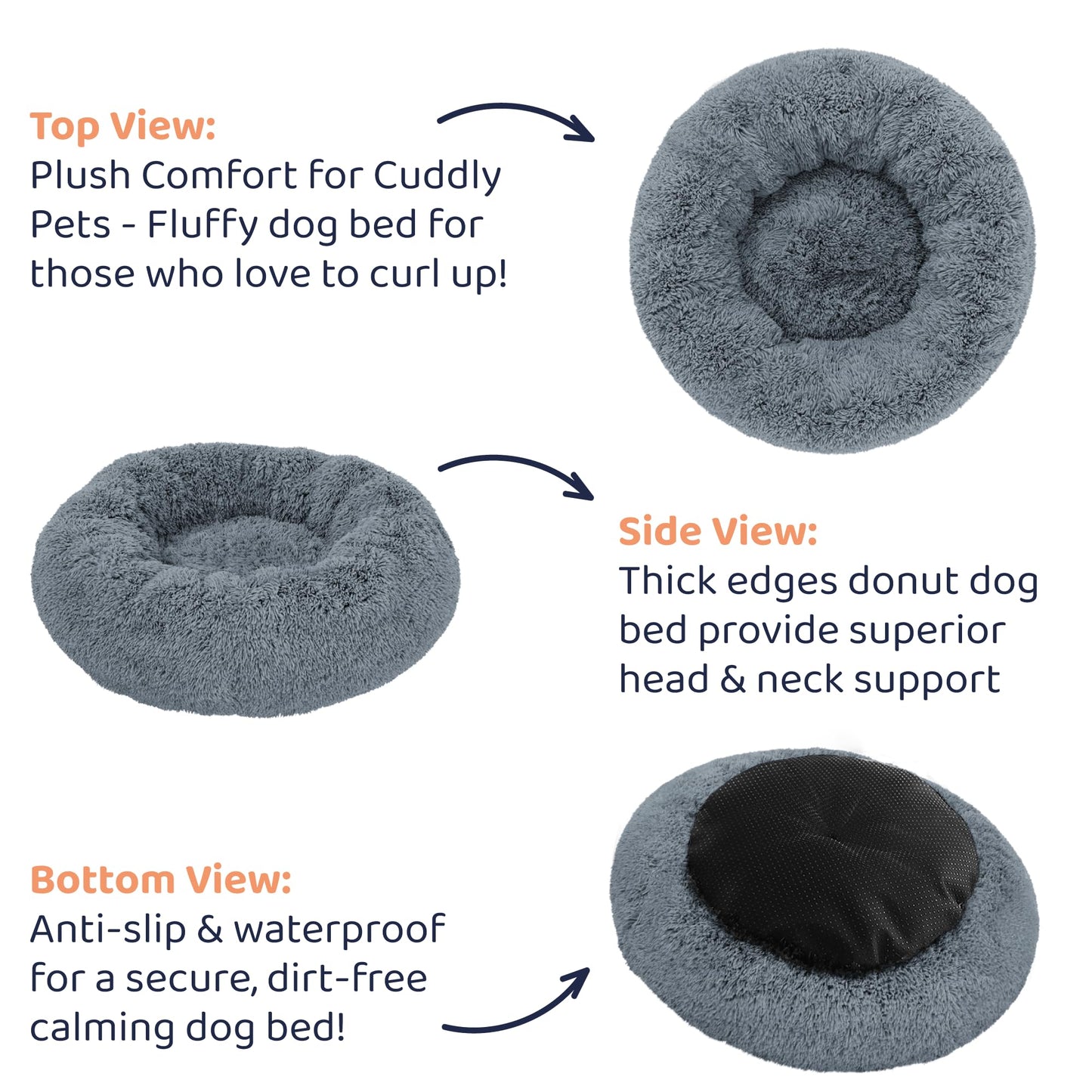 Petloox Clearance Round Dog Bed - Premium Comfort for Anxiety Relief - Fluffy & Calming Design with Ultra-Plush Support | Cozy Dog Bed with Super Soft Circle Style