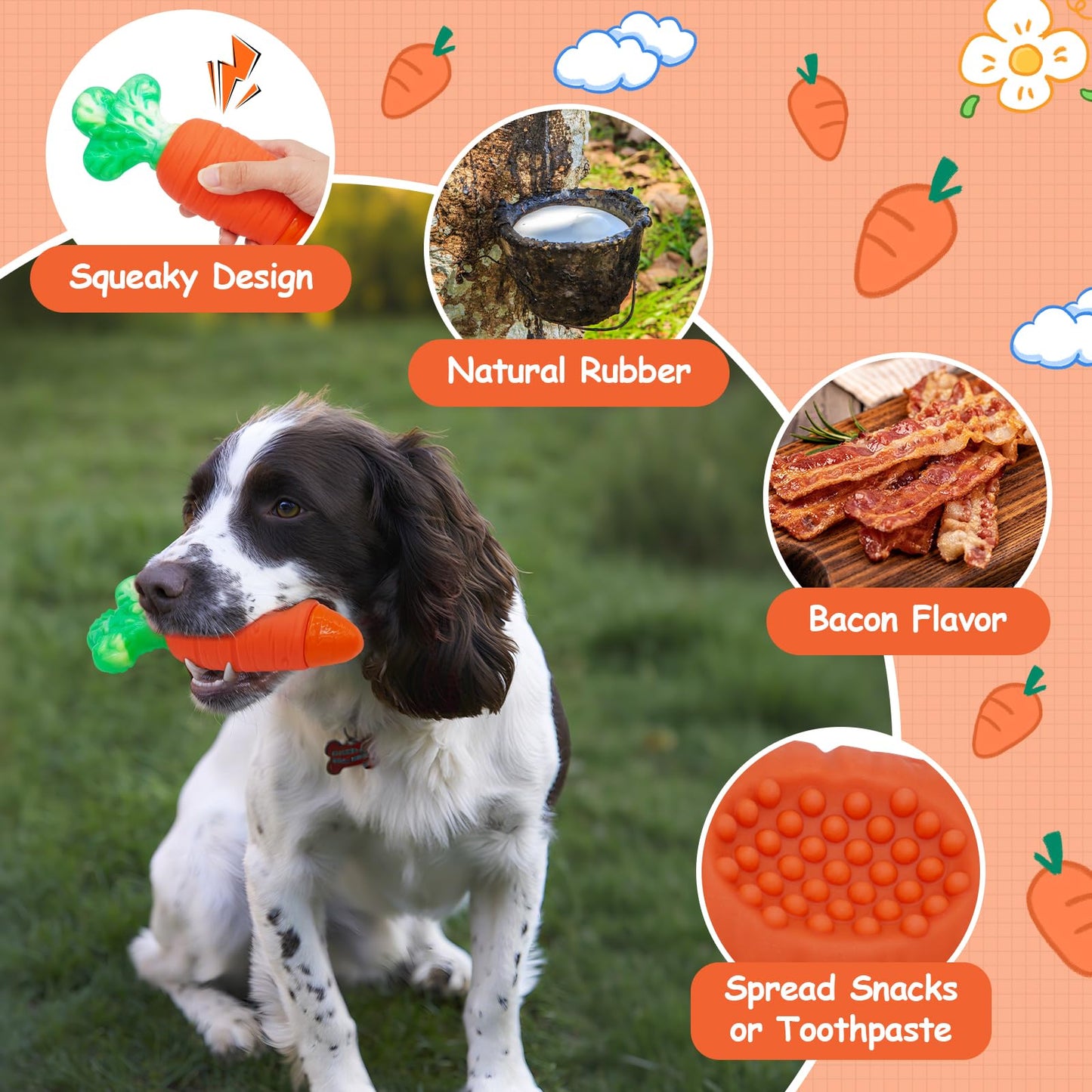 BoYoYo Indestructible Dog Toy for Aggressive Chewers with Squeaky, Dog Chew Toys for Large, Medium and Small Breeds to Keep Them Busy, Interactive Tough Dog Toy