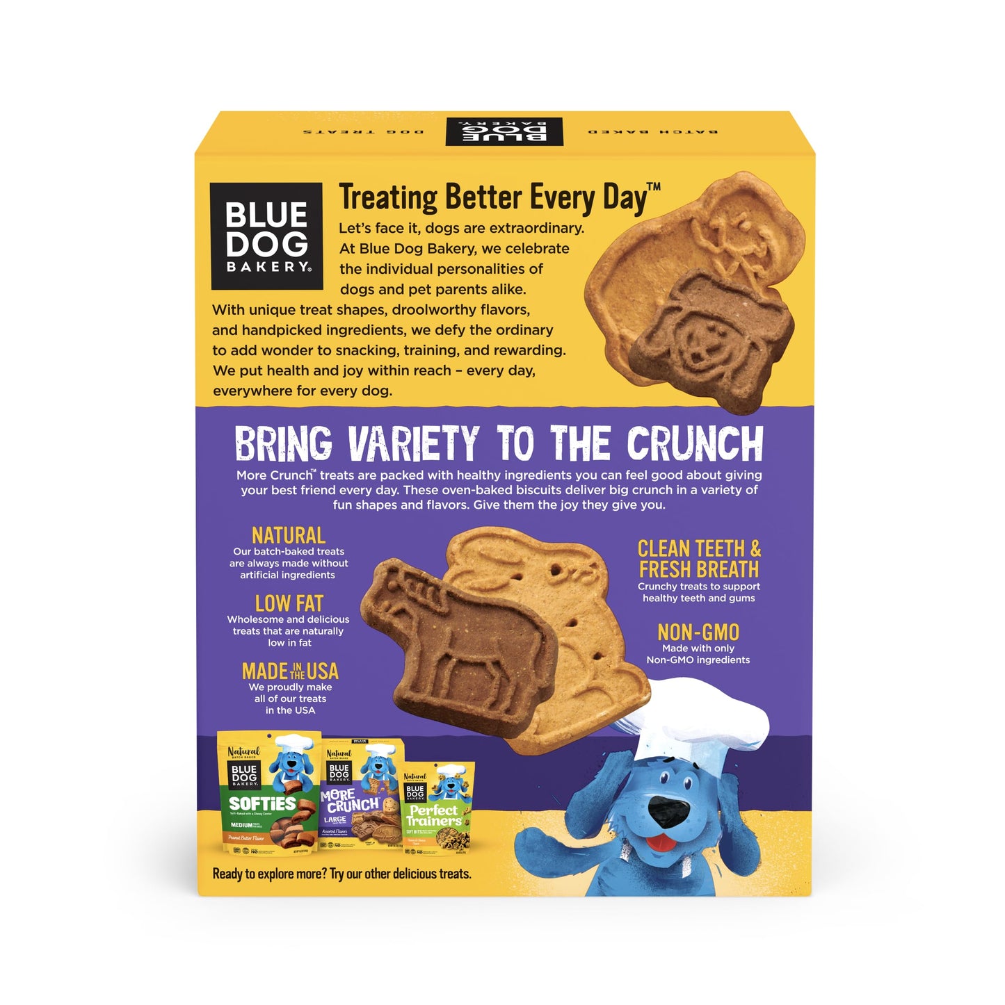 Blue Dog Bakery Natural Dog Treats, More Crunch Large, Assorted Flavors, 18oz Box, 1 Box