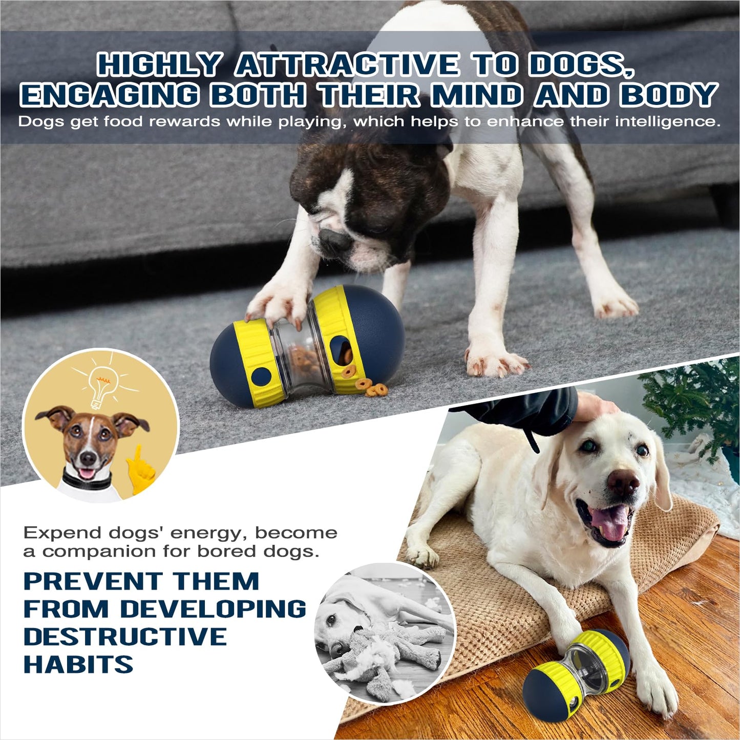Dog Puzzle Ball for Small/Medium Dogs L Size Adjustable Treat Dispensing Toys Food Dispenser Balls Cognitive Enrichment Toy Puppy Slow Feeding Interactive Mind Stimulating Game Indoor Gift