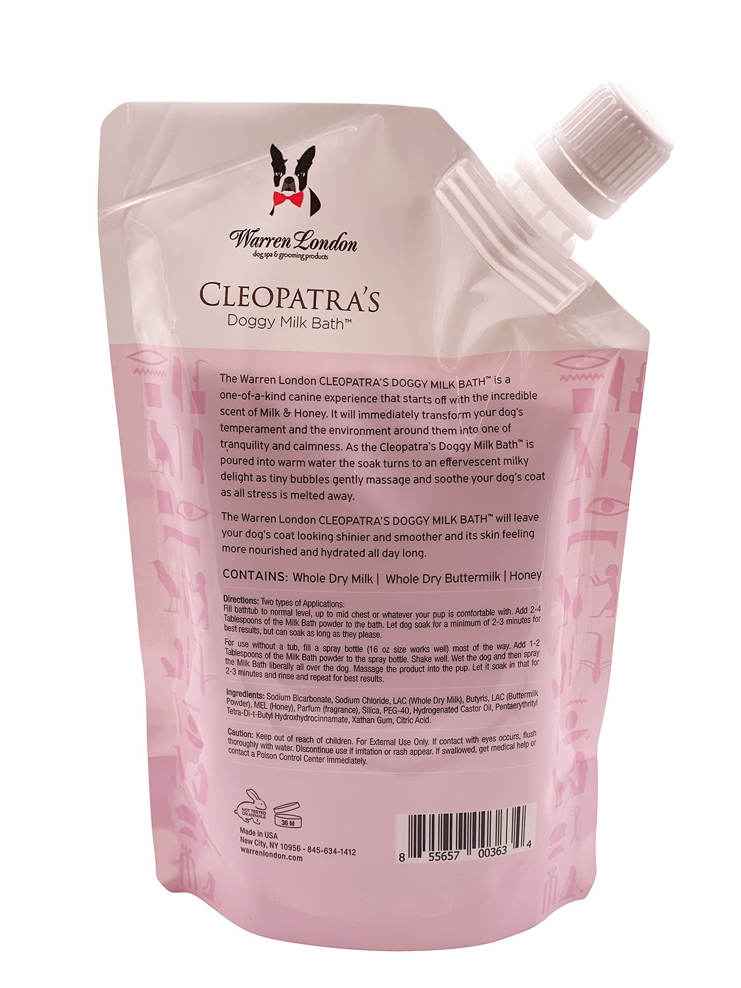 Warren London Cleopatra's Doggy Milk Bath | Luxurious Dog Shampoo and Conditioner w/Whole Milk Powder and Honey for Silky Smooth Coat | Use as a Full Bath Soak or Spray On Dog Shampoo | 12oz