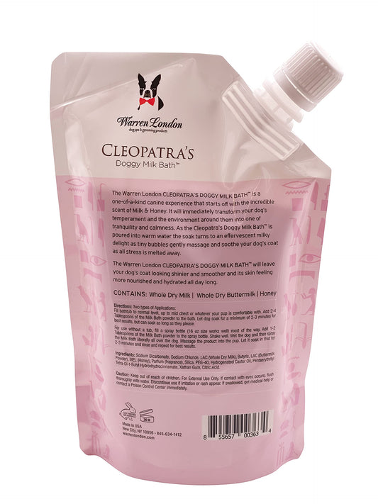 Warren London Cleopatra's Doggy Milk Bath | Luxurious Dog Shampoo and Conditioner w/Whole Milk Powder and Honey for Silky Smooth Coat | Use as a Full Bath Soak or Spray On Dog Shampoo | 12oz