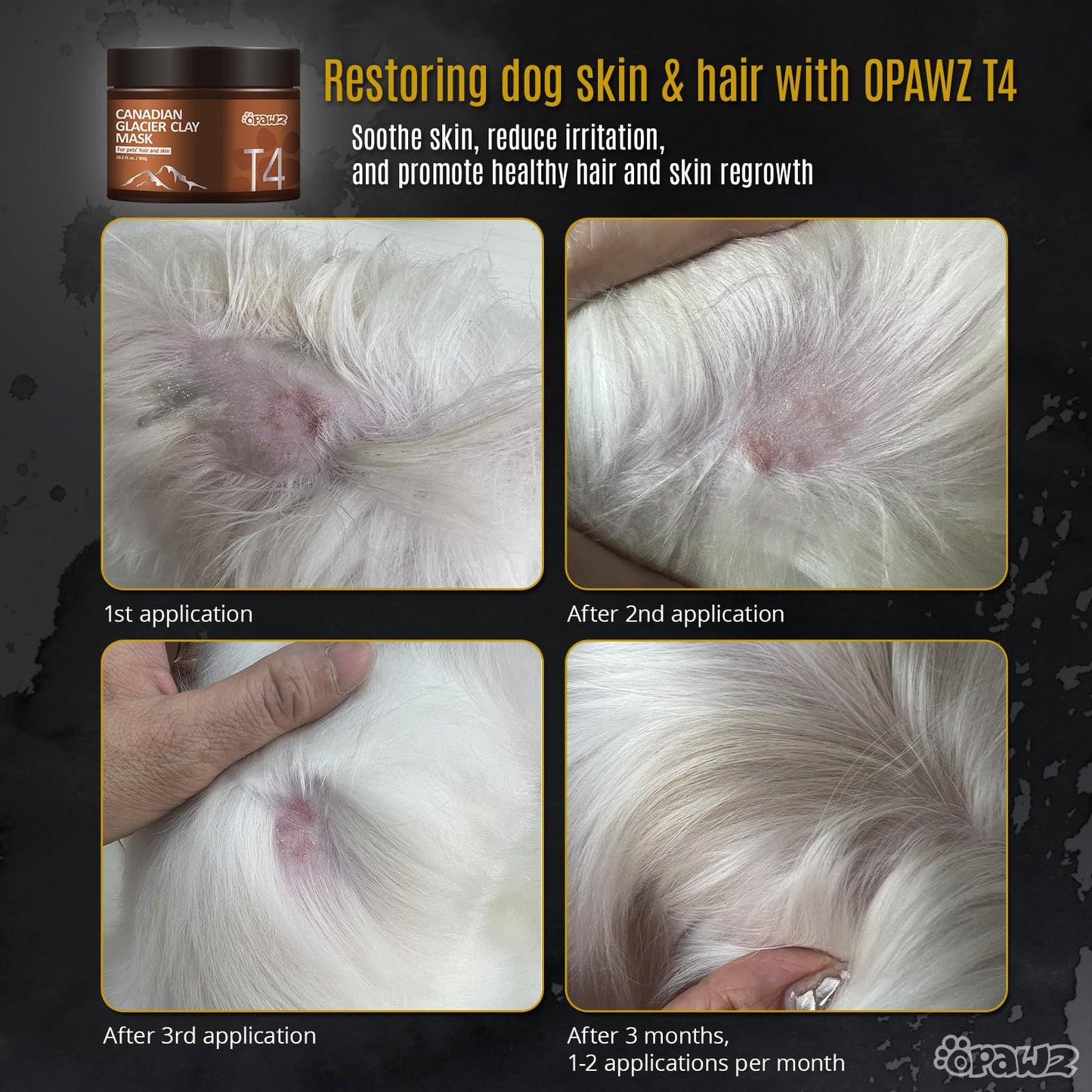 OPAWZ Canadian Glacier Clay Mask, Dog Shampoo and Conditioner Mask, Dog Skin Treatment for Sensitive Skin, Itching, Allergies, Dandruff, Coarse and Strong Odors