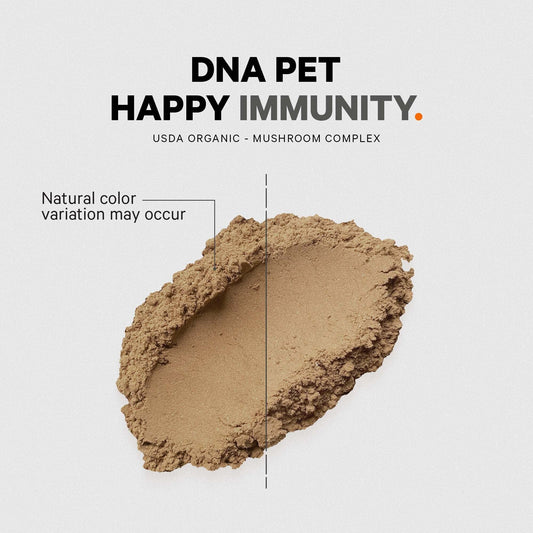 DNA PET Happy Immunity USDA Certified Organic Mushroom Complex for Dogs, Organic Cordyceps Shiitake Reishi, Vegan Mushroom Blend Powder Canine Supplement, Advanced Mushroom Mix, Non-GMO, 3.5 oz