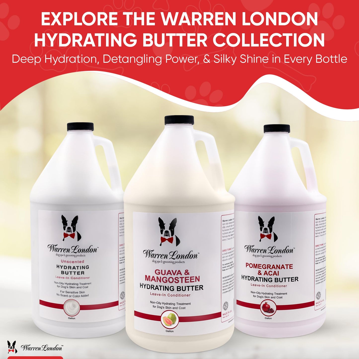 Warren London Hydrating Butter Leave in Pet Conditioner for Dogs | Lotion for Skin and Coat | Aloe Puppy & Dog Conditioner for Hair Detangler, Dry Skin, & Dandruff | Unscented 1gal