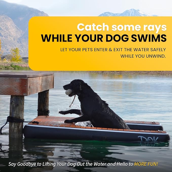 DOK Dog-DOK Mini Inflatable Dock Platform: Safe & Easy Water Access for Dogs Up to 30 lbs; Floating Non-Slip EVA Foam with Dog Boat Ramp for Pool, Dock, & Lake | Military Grade & High Visibility