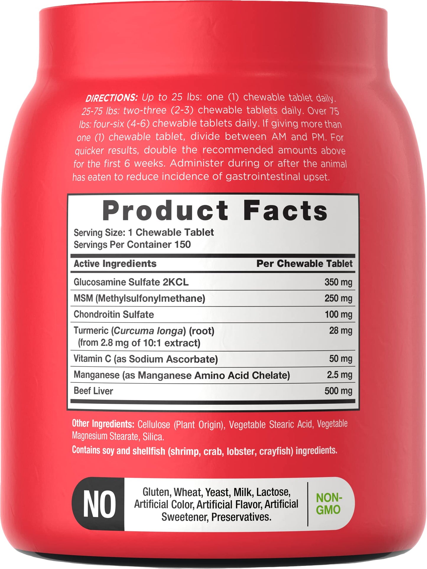 Horbäach Glucosamine, Chondroitin, MSM for Dogs | 150 Chews | Hip and Joint Supplement | with Turmeric, Vitamin C & More | Non-GMO & Gluten Free | by River & RULA