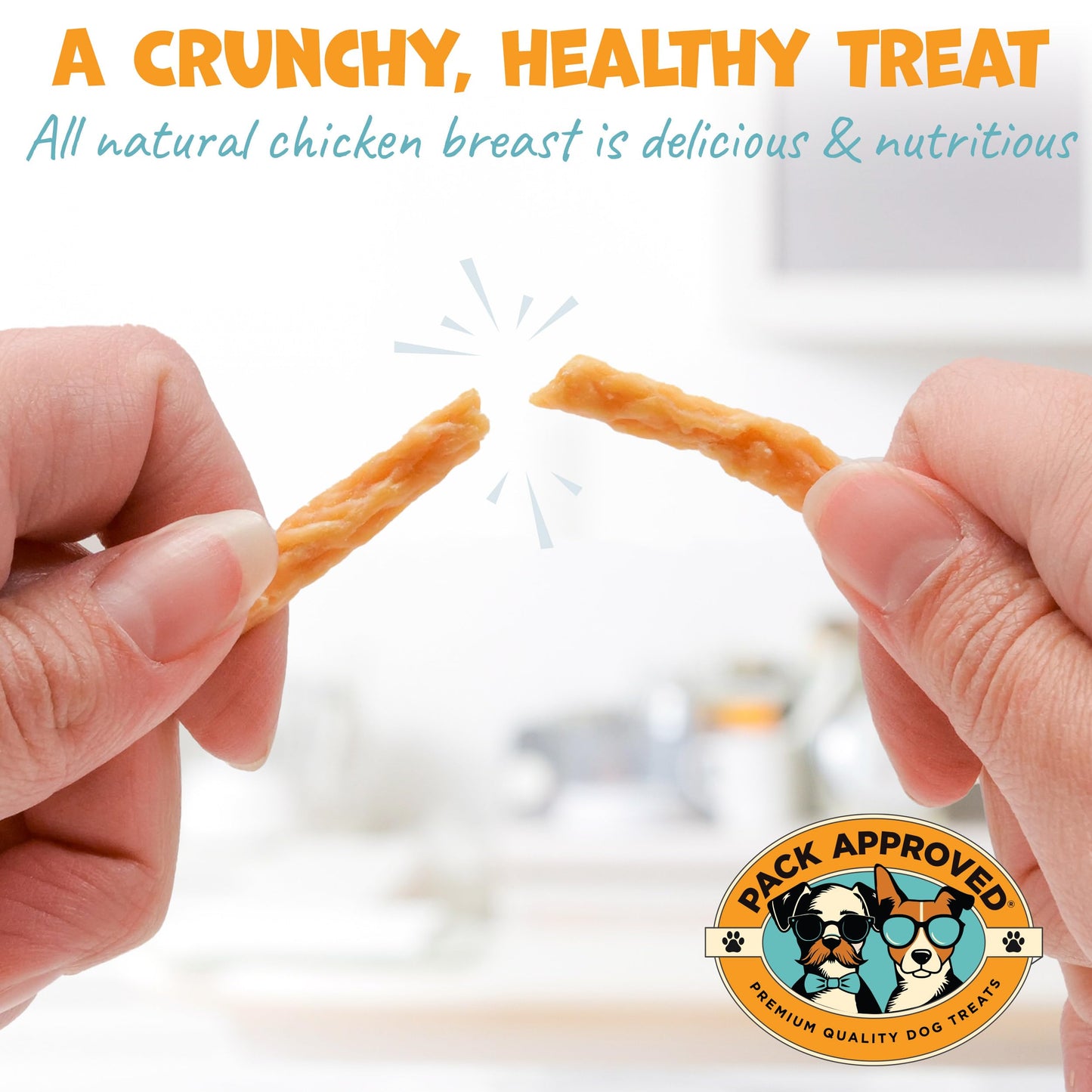 Pack Approved Chicken Sticks for Dogs - Dehydrated Chicken Jerky Treats. Single Ingredient Made and Sourced in America - High Protein, Low Fat - Crunchy Treat Sticks - 6.2oz